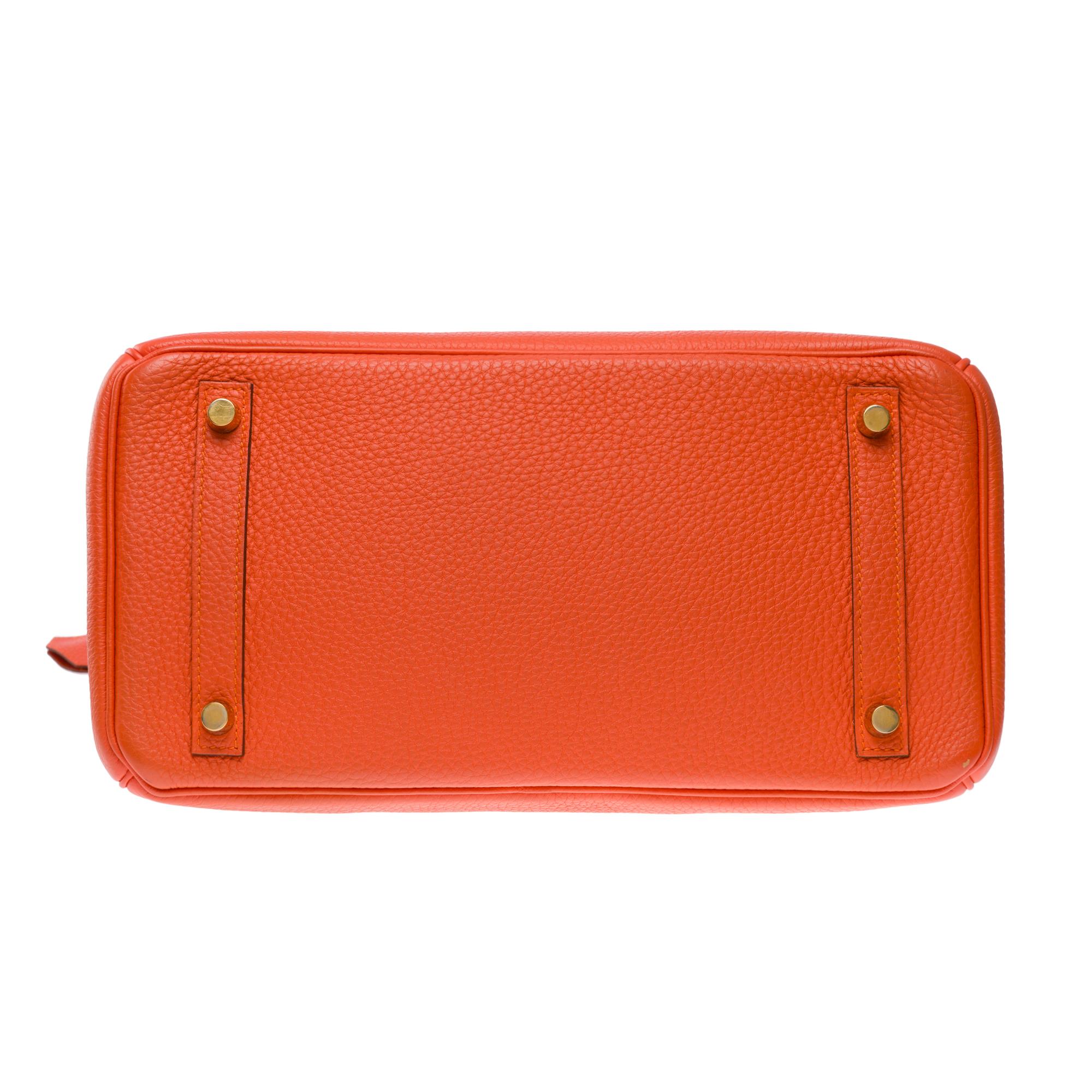 Superb Hermes Birkin 30 handbag in Taurillon Clemence Orange Poppy leather, GHW For Sale 6