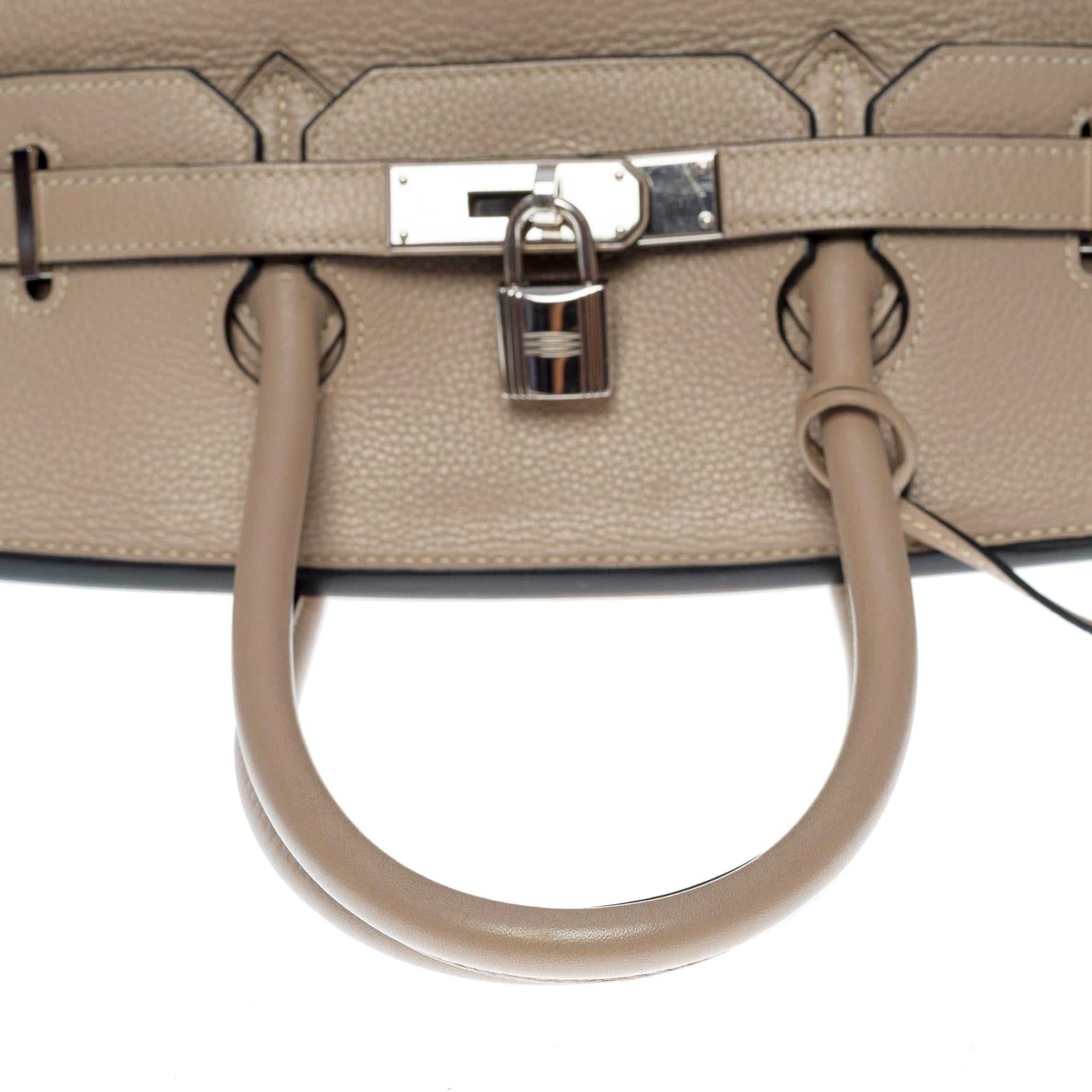 Superb Hermes Birkin 35 cm handbag in dove gray Togo leather, SHW 2