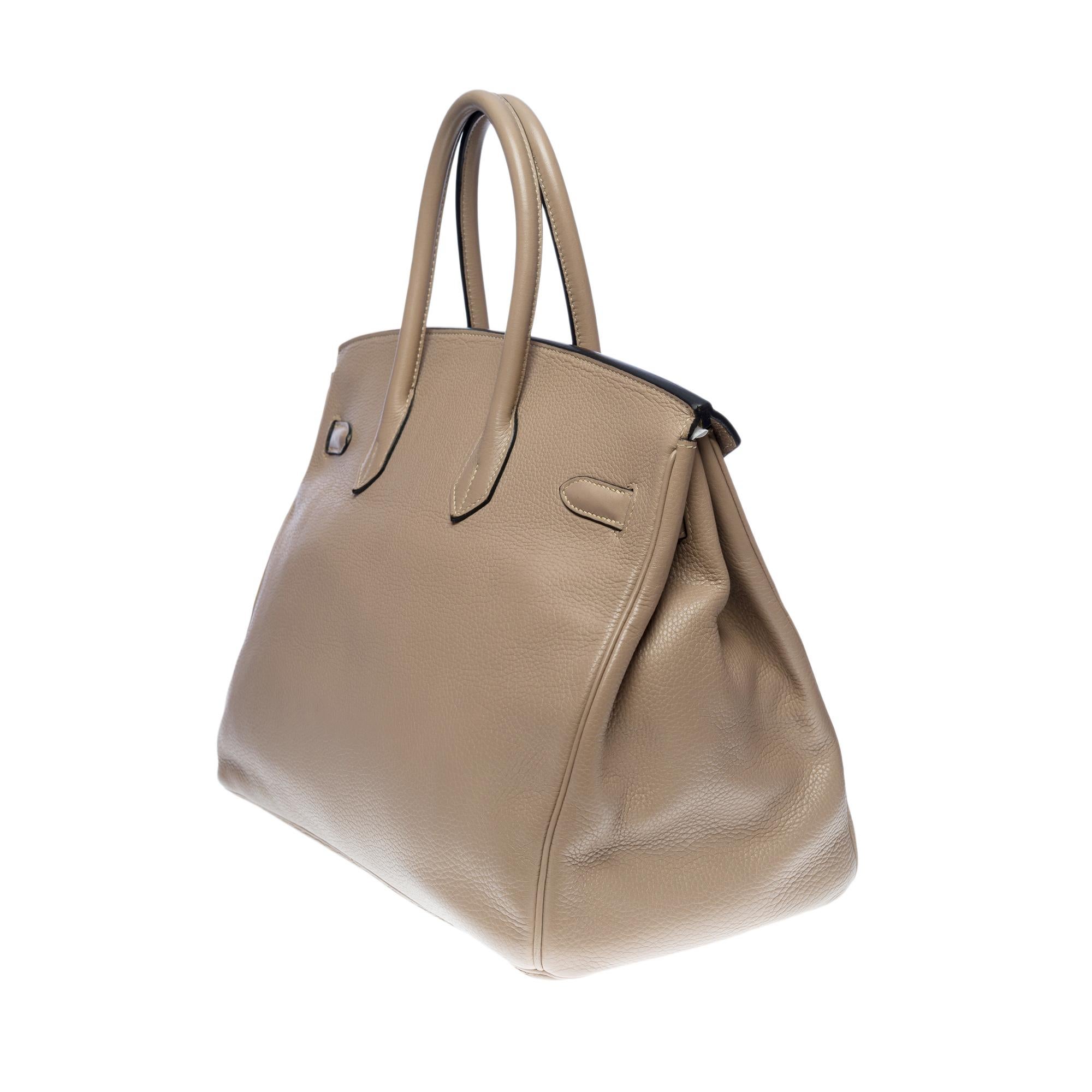 Superb Hermes Birkin 35 cm handbag in dove gray Togo leather, SHW In Good Condition In Paris, IDF