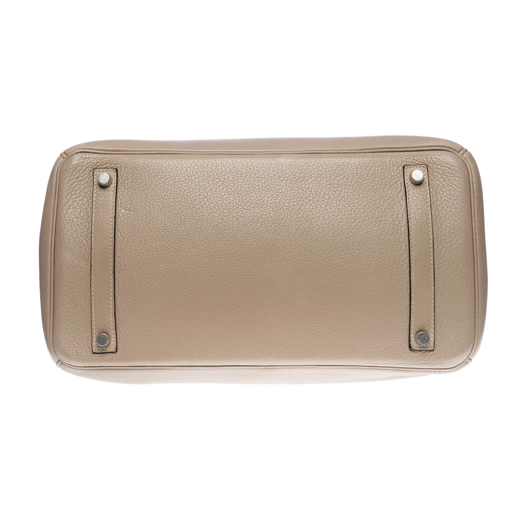 Superb Hermes Birkin 35 cm handbag in dove gray Togo leather, SHW 3