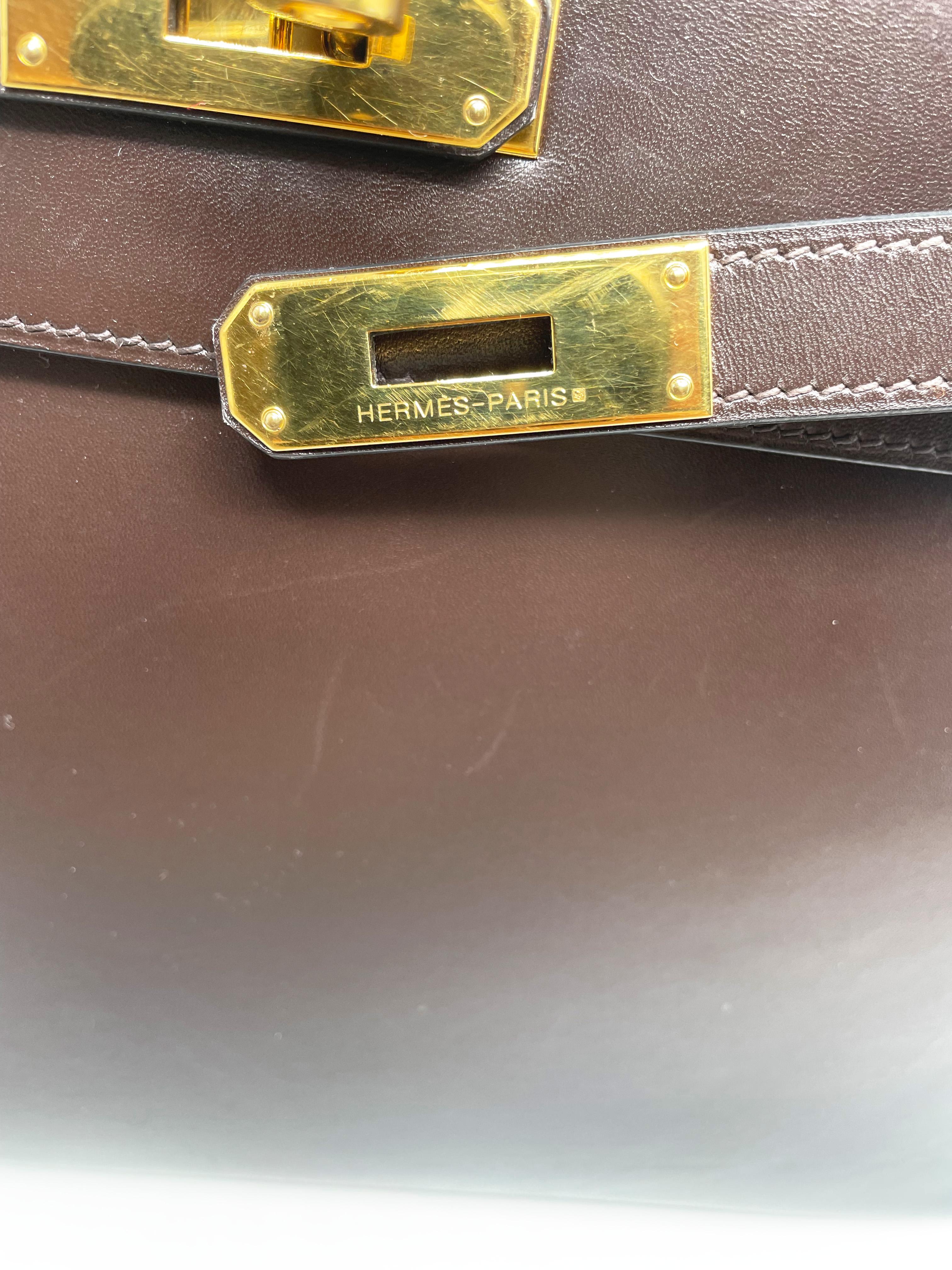 Superb Hermès Kelly saddler handbag 32 cm in brown box 6