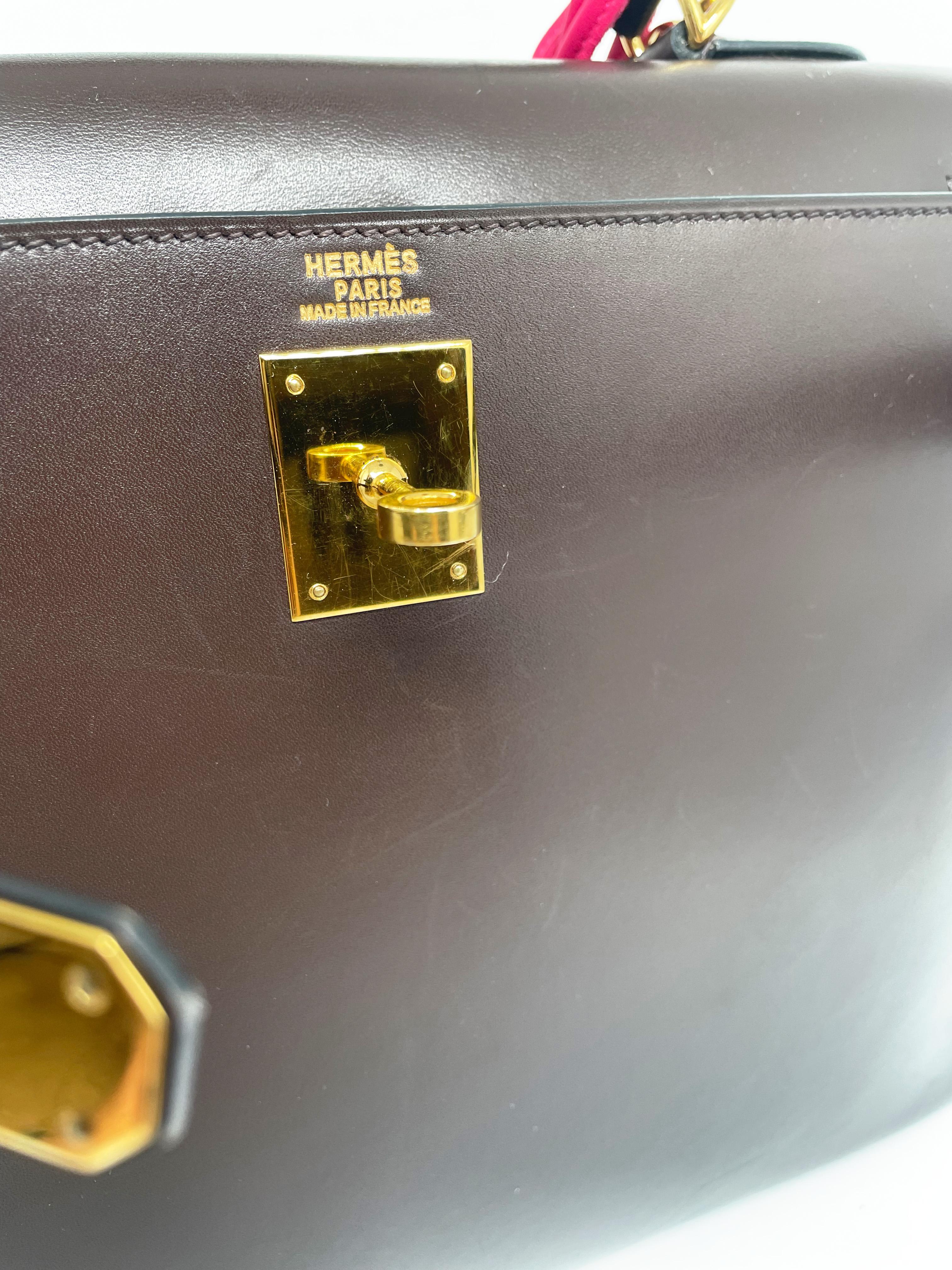 Superb Hermès Kelly saddler handbag 32 cm in brown box 7