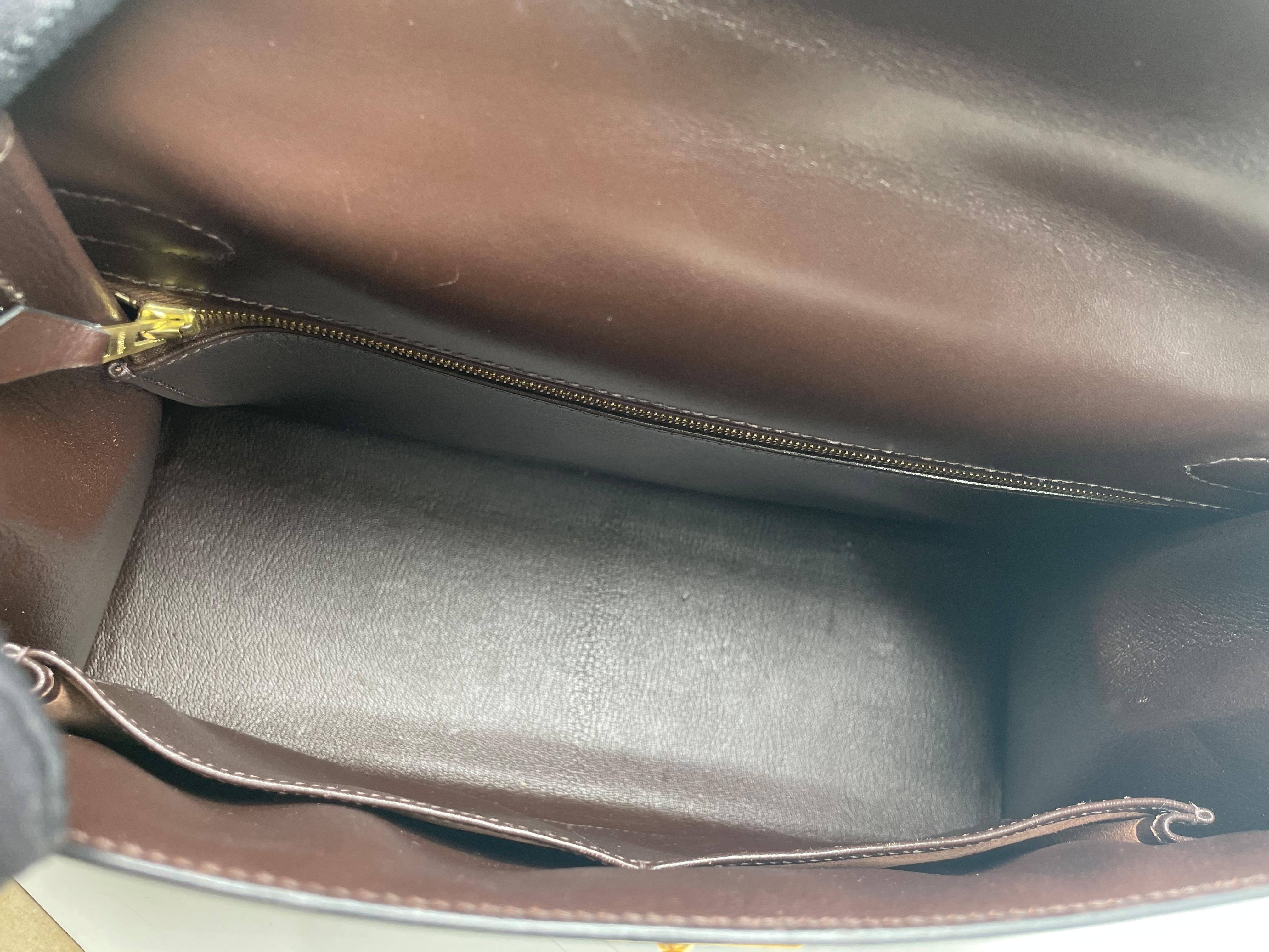 Superb Hermès Kelly saddler handbag 32 cm in brown box 8