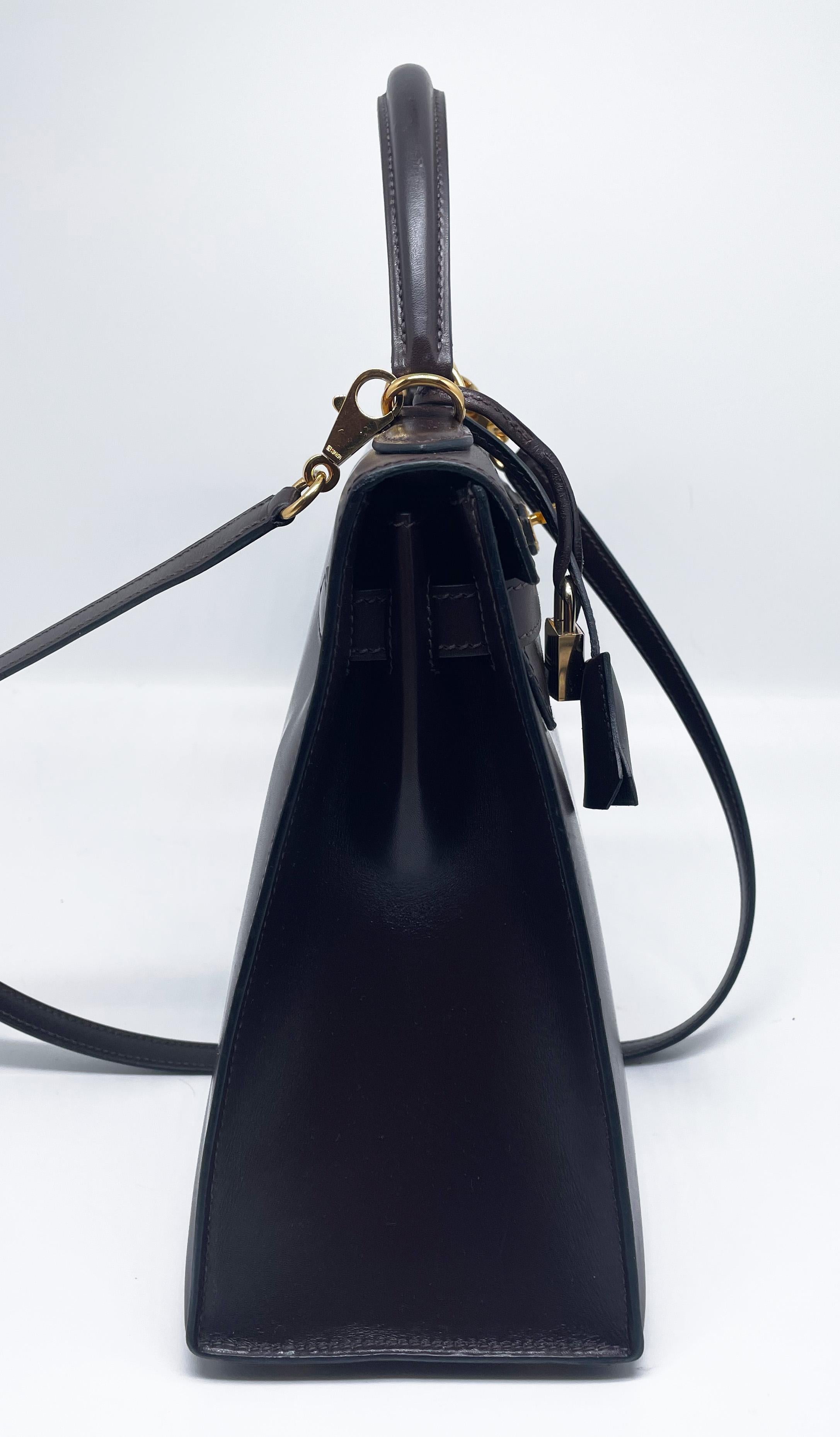Women's or Men's Superb Hermès Kelly saddler handbag 32 cm in brown box