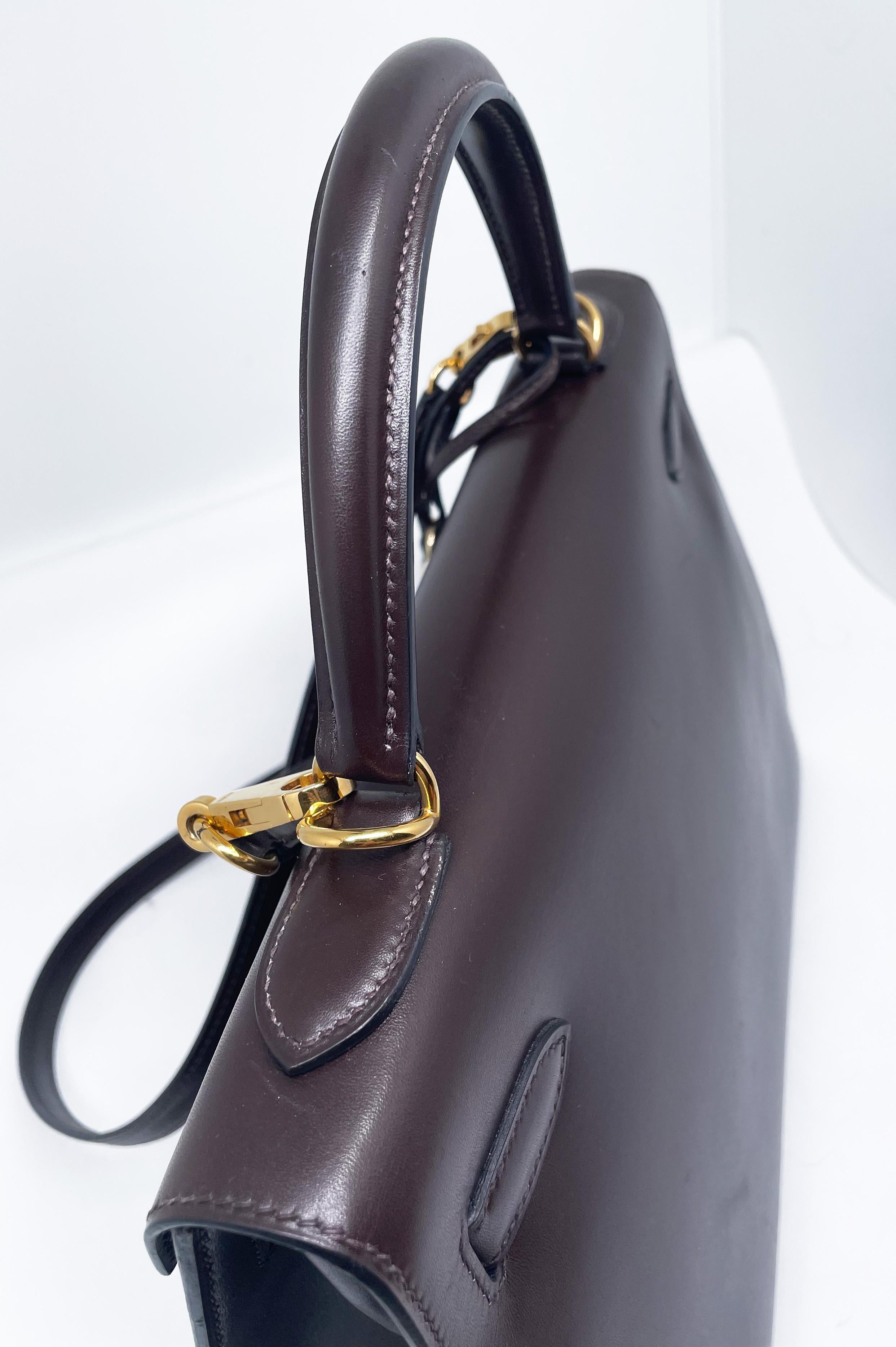 Superb Hermès Kelly saddler handbag 32 cm in brown box 2