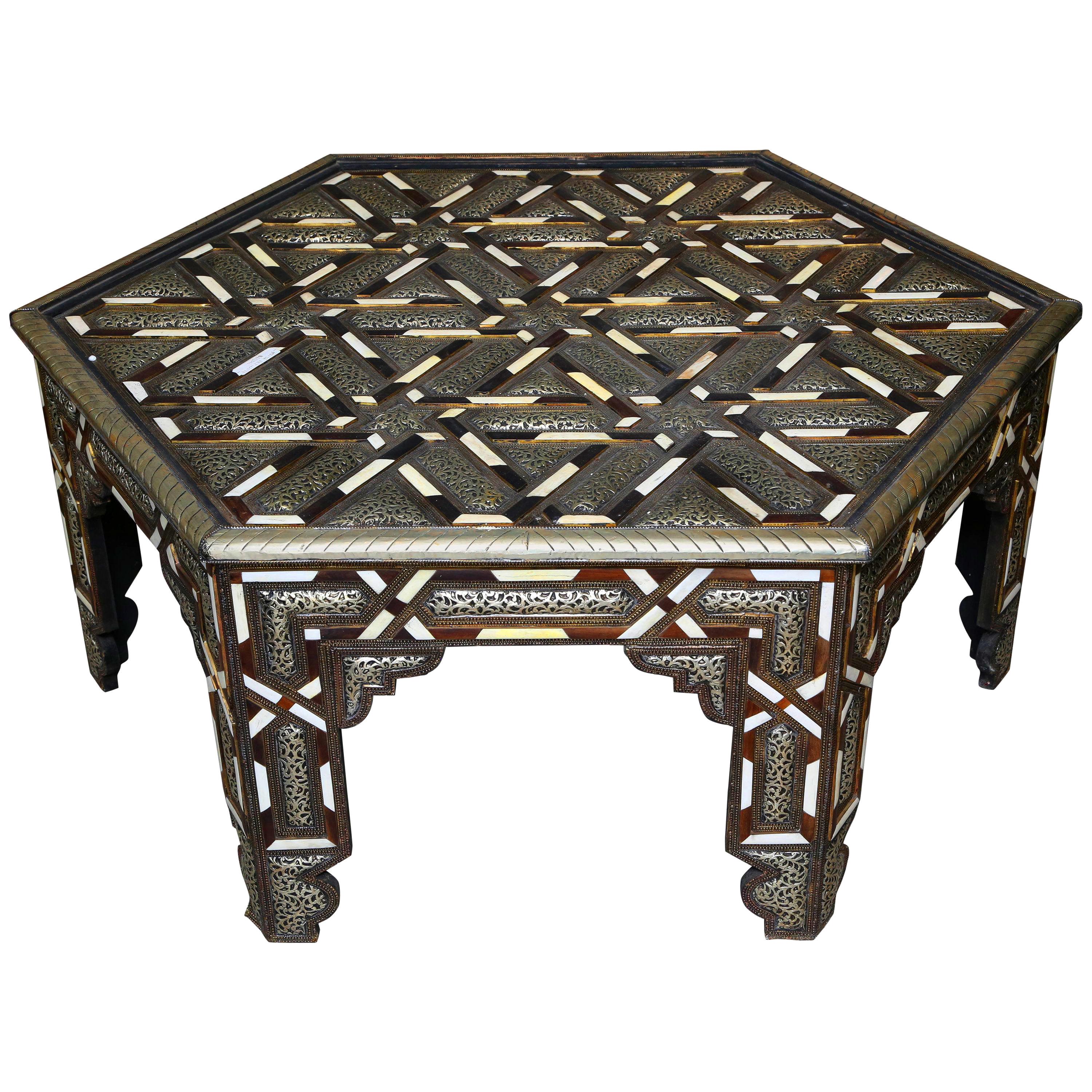 Superb Hexagonal Moroccan Coffee Table For Sale