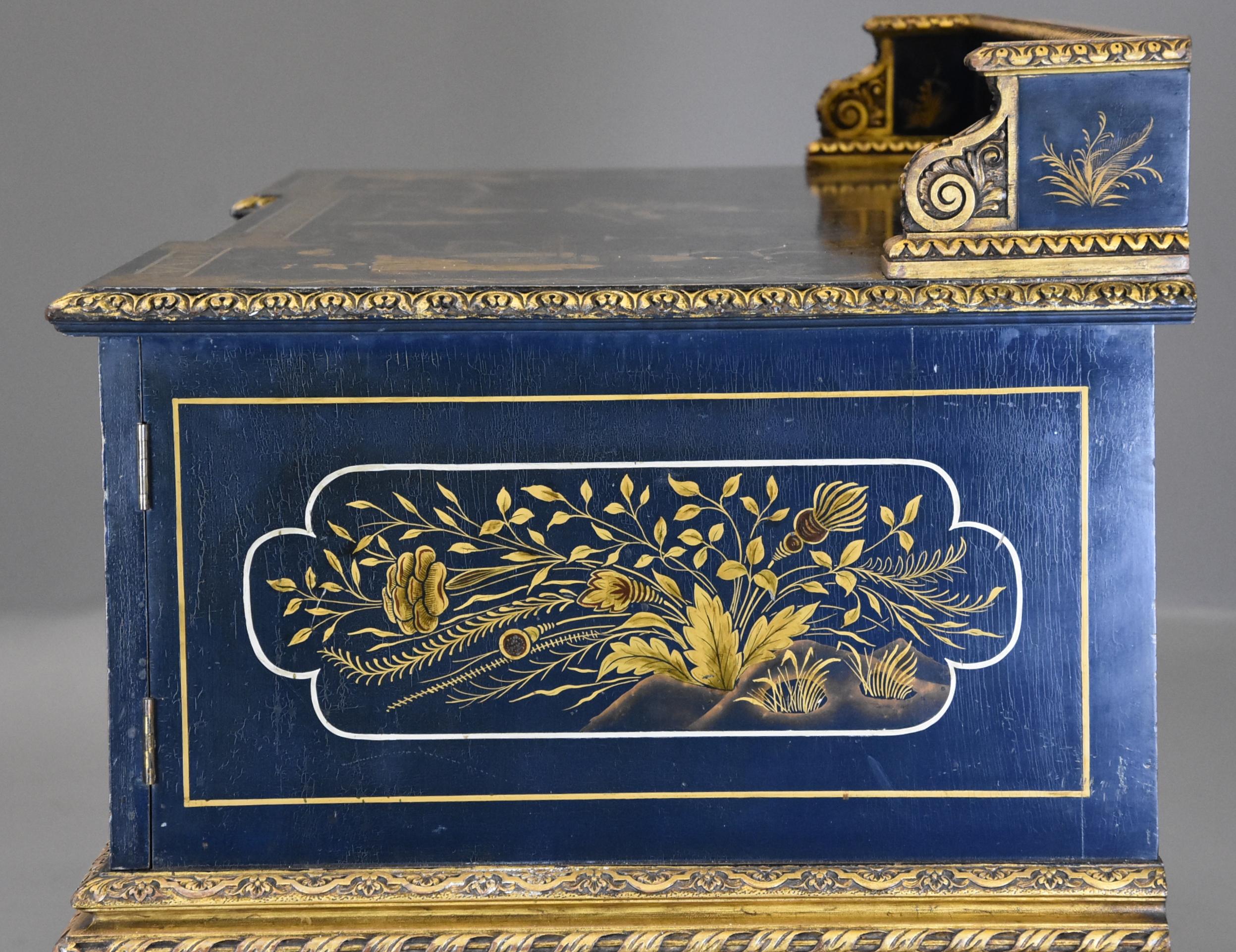 Superb Highly Decorative Charles II Style Blue & Gilt Chinoiserie Dressing Table 8