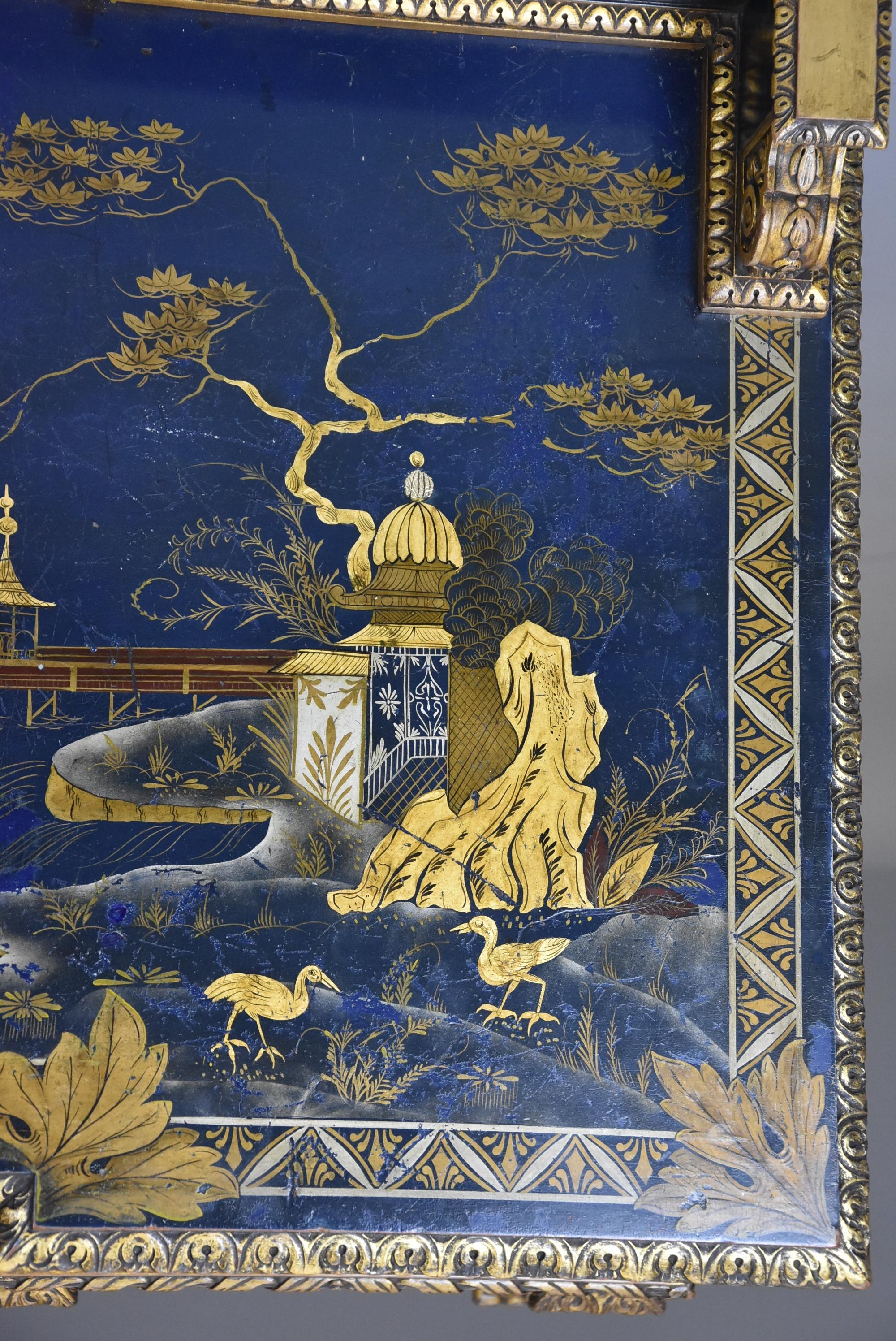 Superb Highly Decorative Charles II Style Blue & Gilt Chinoiserie Dressing Table 2
