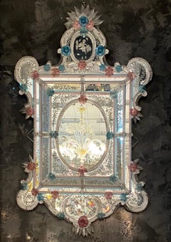 Superb Huge Murano Glass Mirror By Veneziani Arte