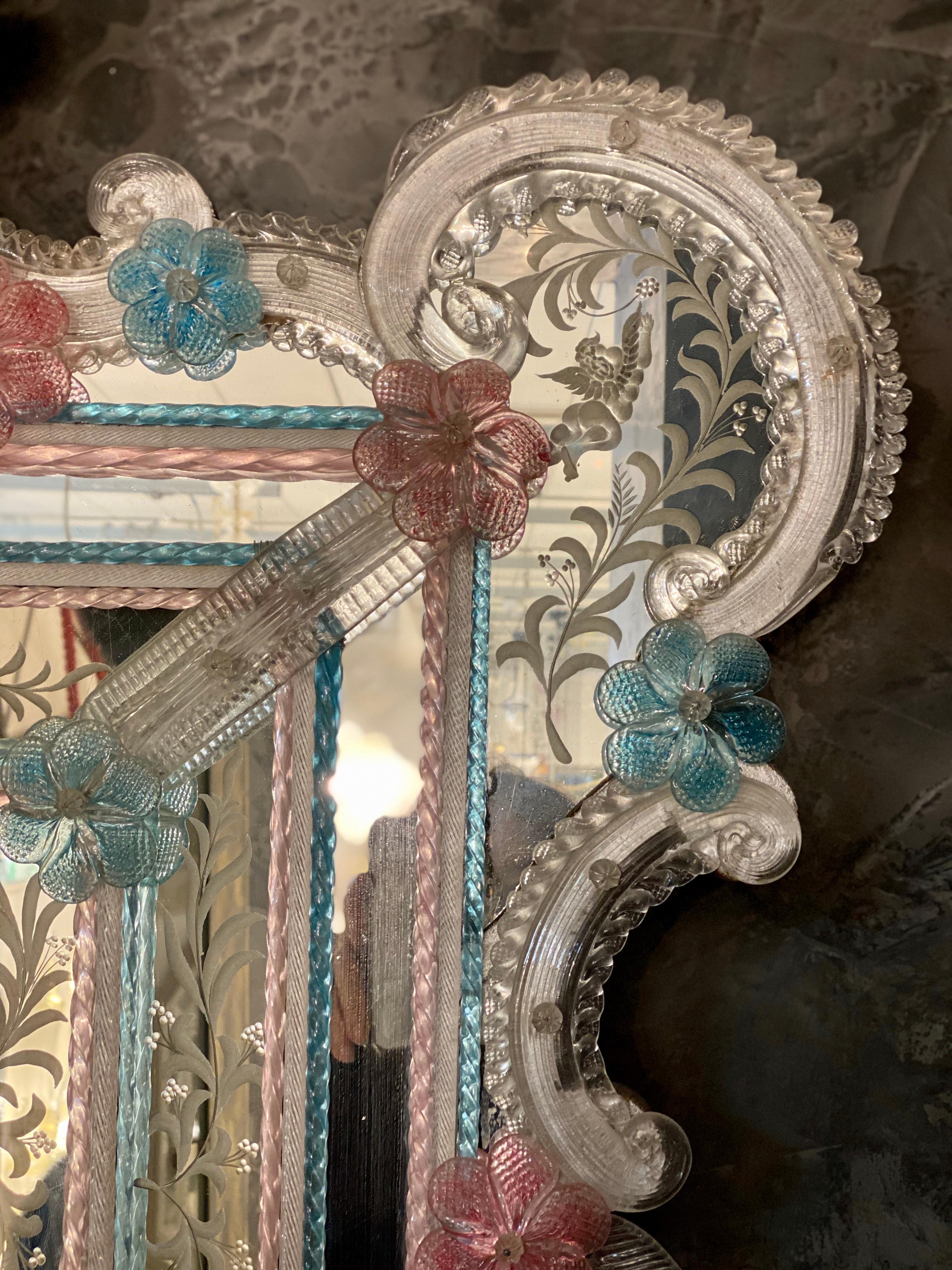 Superb Huge Murano Glass Mirror By Veneziani Arte For Sale 2