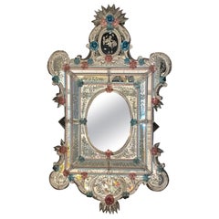 Superbo specchio enorme in vetro di Murano di Veneziani Arte