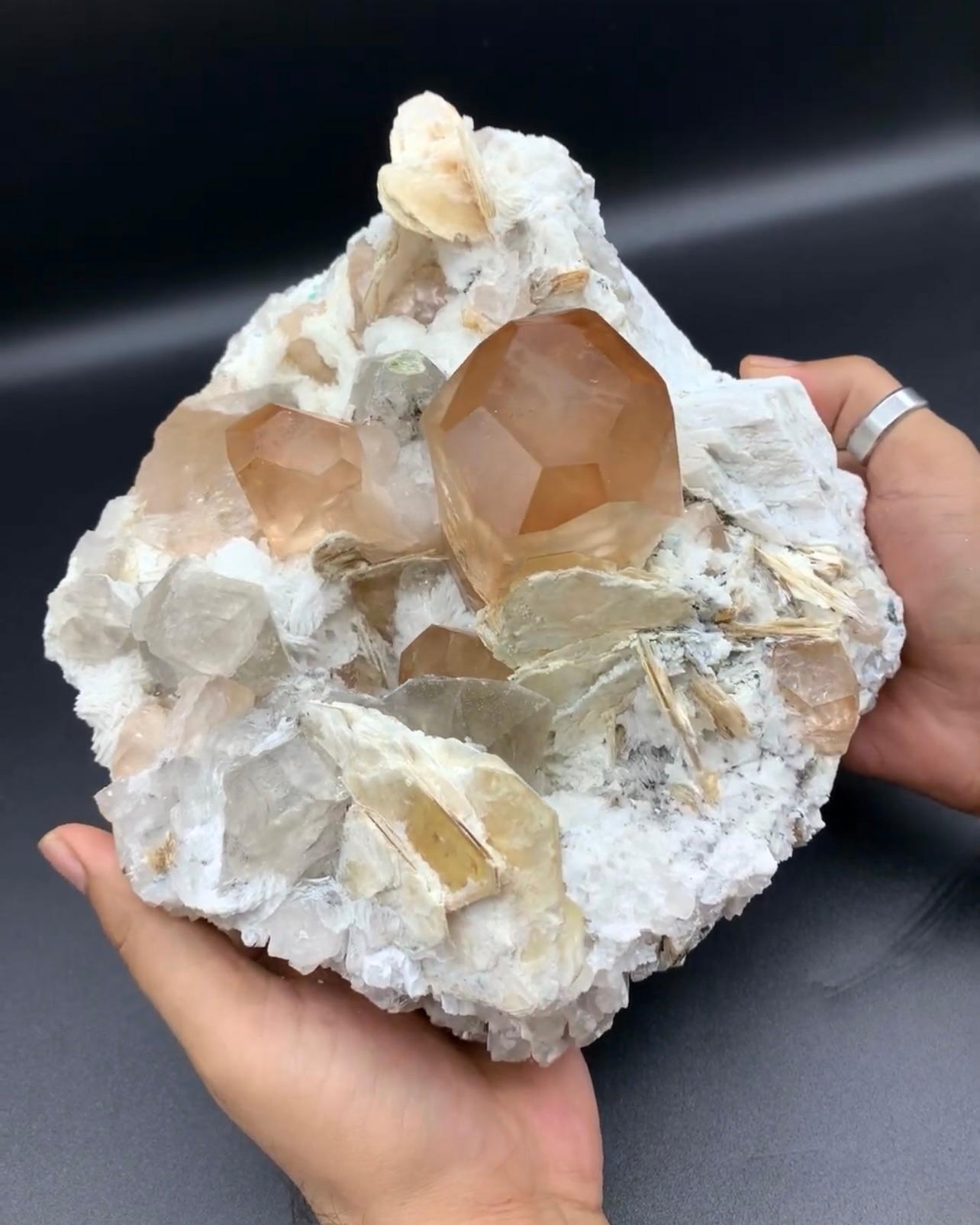 Hervorragende riesige Topas-Kristalle auf Albite mit Quarz und Mica aus Pakistan im Angebot 3