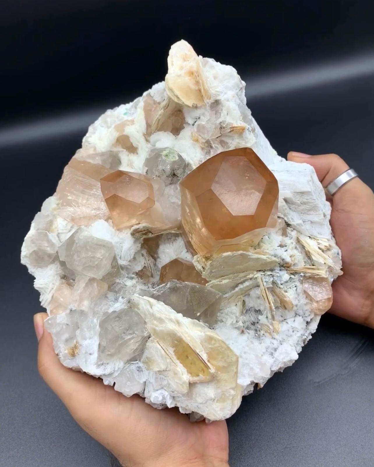 Hervorragende riesige Topas-Kristalle auf Albite mit Quarz und Mica aus Pakistan im Angebot 4