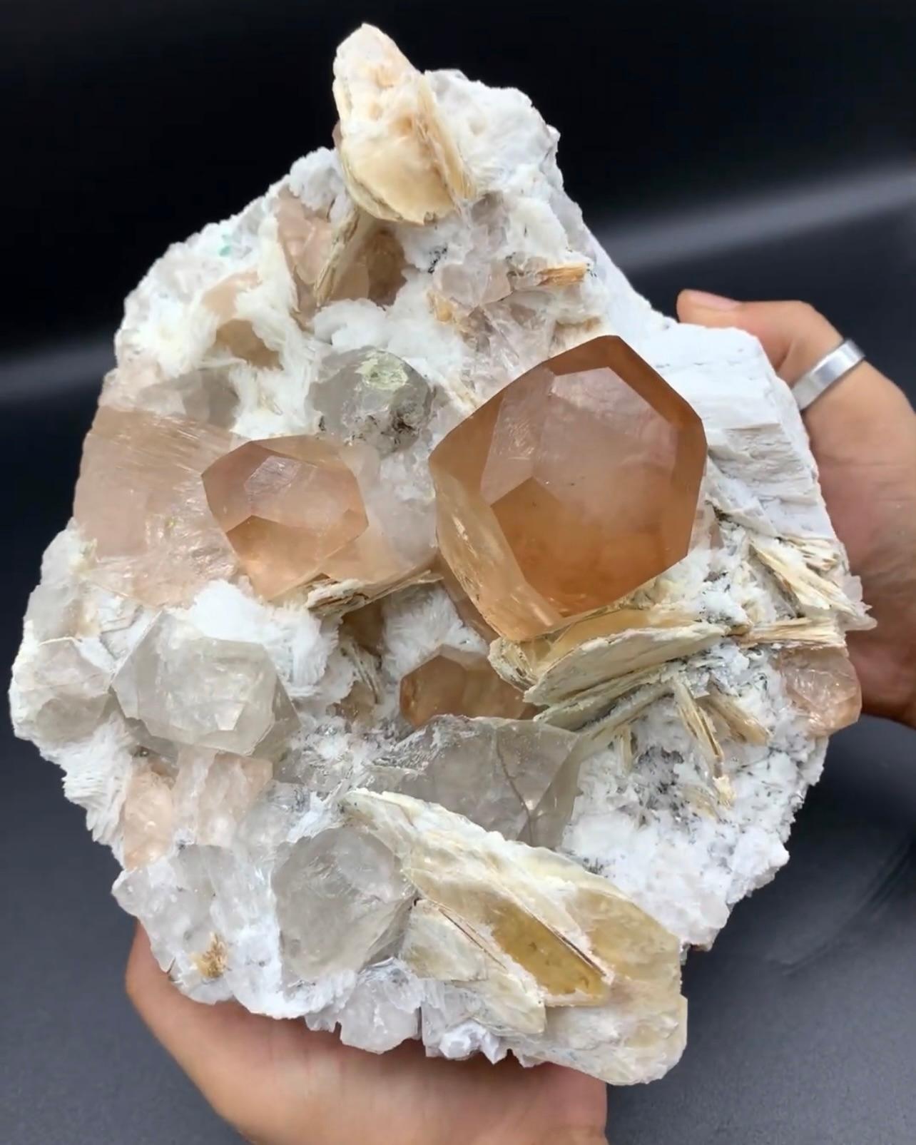 Hervorragende riesige Topas-Kristalle auf Albite mit Quarz und Mica aus Pakistan (Sonstiges) im Angebot