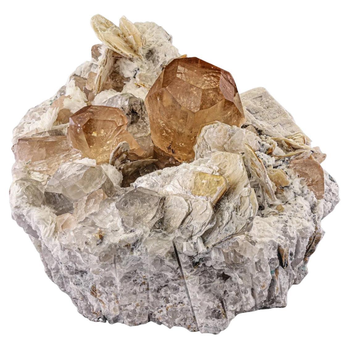 Hervorragende riesige Topas-Kristalle auf Albite mit Quarz und Mica aus Pakistan im Angebot
