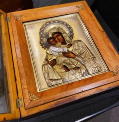 Superb Imperial Russia 84 Silver Vladimir Mother of God Icon by Egor Cheryatov