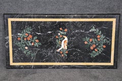 Superb Inlaid Marble Pietra Dura Marble Rectangular Dining Table Top - No Base