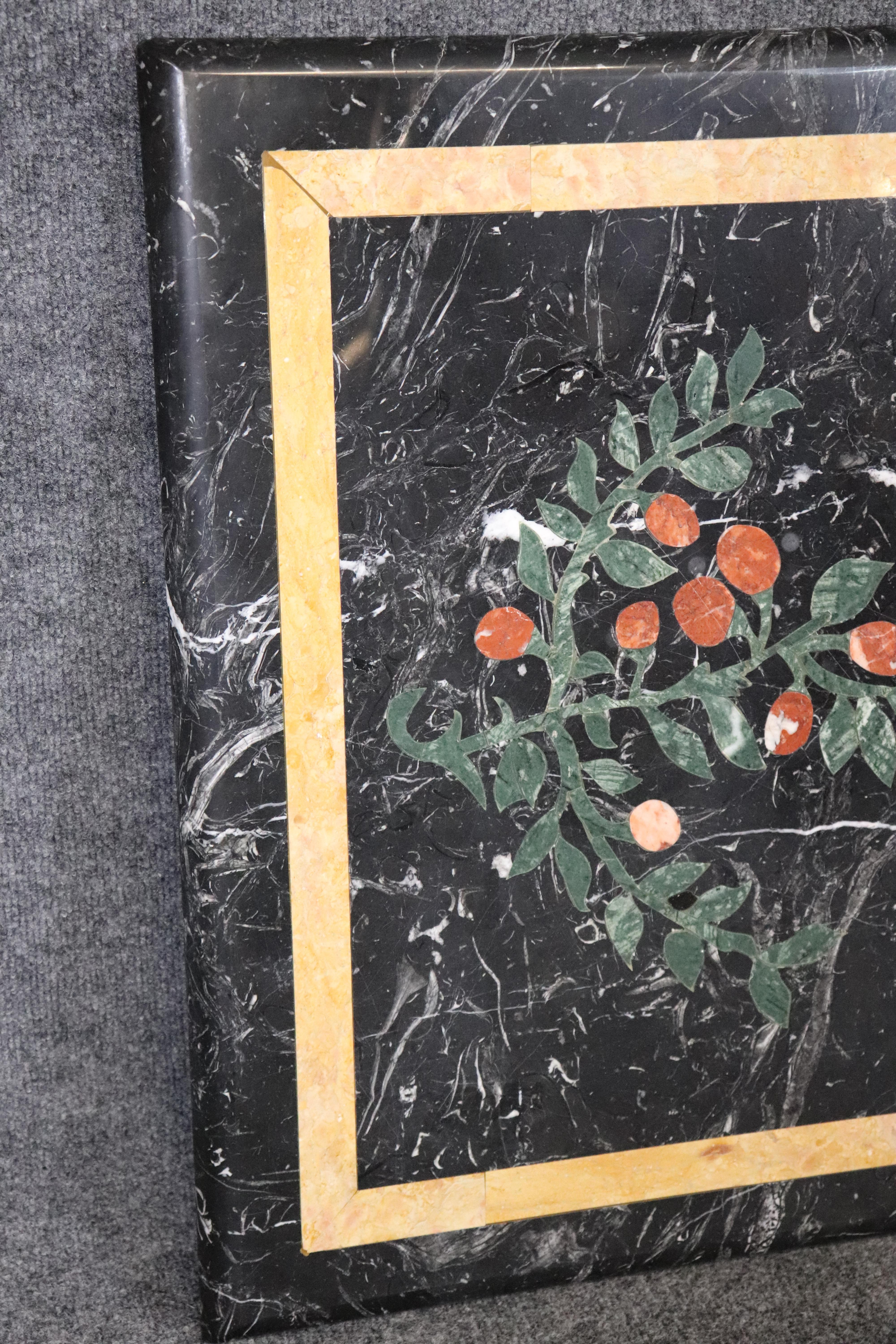 Italian Superb Inlaid Marble Pietra Dura Marble Rectangular Dining Table Top - No Base For Sale