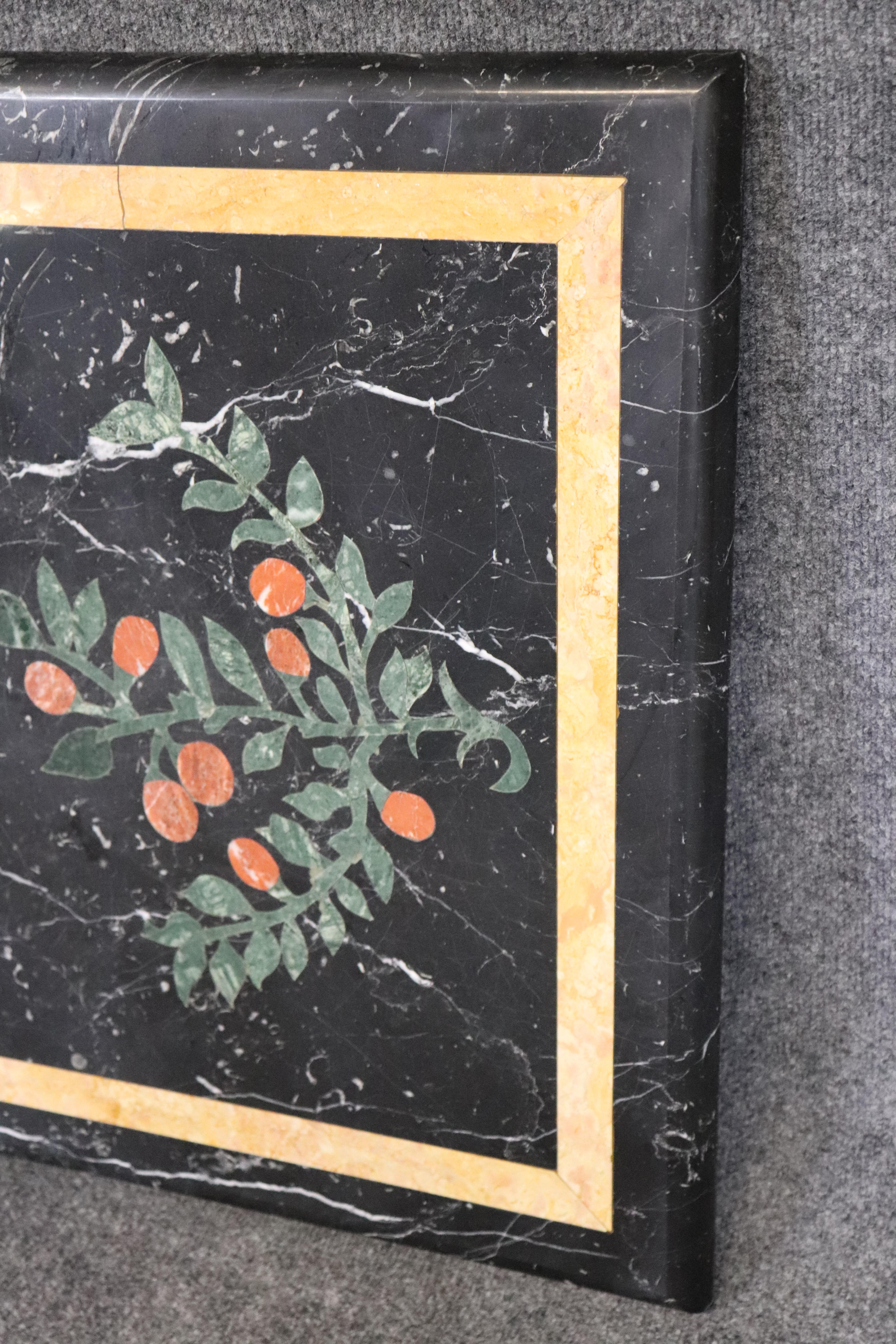 Superb Inlaid Marble Pietra Dura Marble Rectangular Dining Table Top - No Base In Good Condition For Sale In Swedesboro, NJ