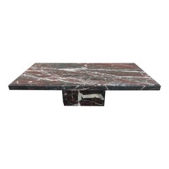 Superbe table basse italienne en marbre Rosso Levanto, rouge, vert et blanc, 1970