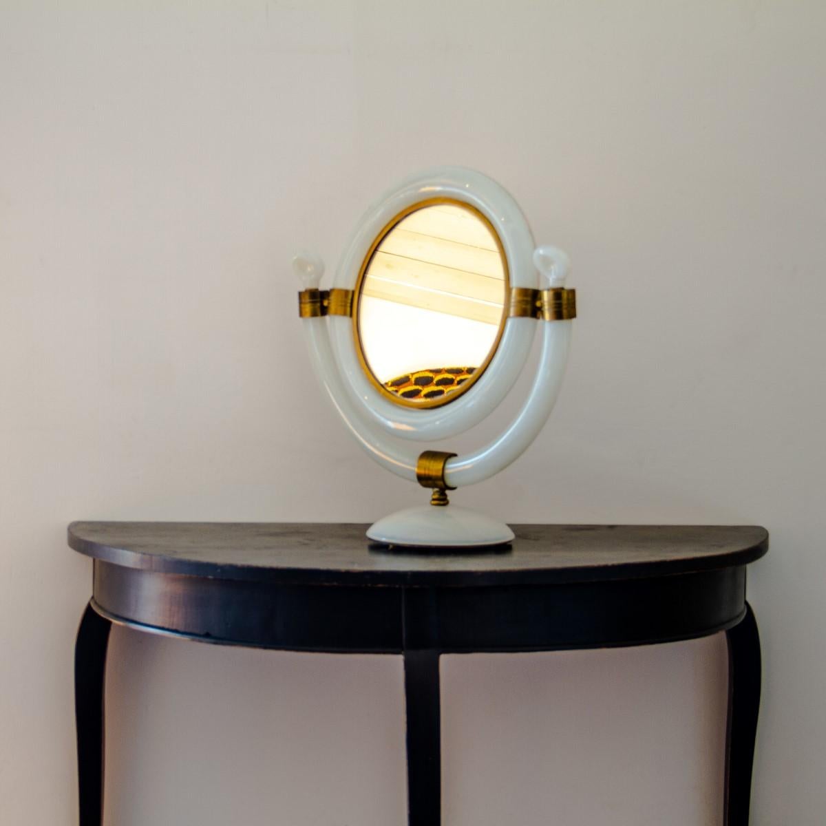 Superb Italian Opulescent Glass Dressing Mirror by Seguso, 1950s 1