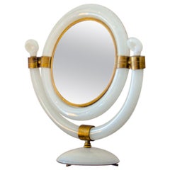 Superb Italian Opulescent Glass Dressing Mirror by Seguso, 1950s