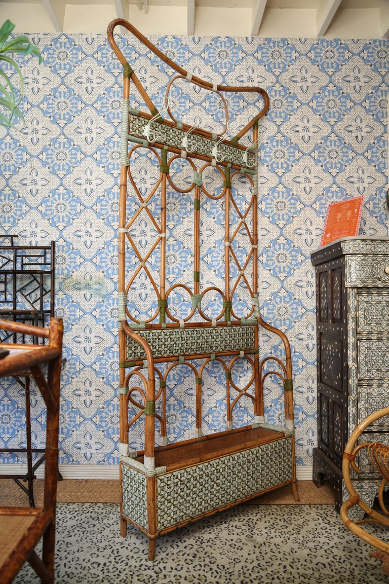 Superb Italian Vintage Bamboo and Rattan Hall Tree at 1stDibs