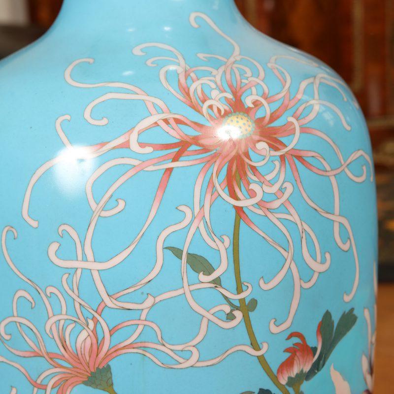 Cloissoné Superb Japanese Cloisonné Enamel Vase For Sale