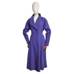 Superb JEANNE LANVIN 1930’s long Purple Tweed Boucle Wool Swing Coat