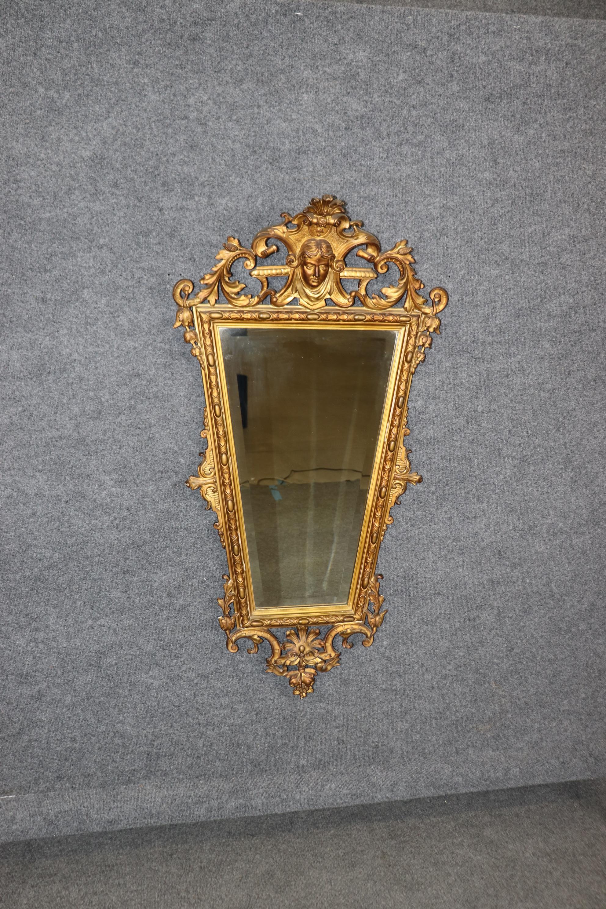 High Victorian Superb jenny Lind Carved Gilded Carved Walnut Victorian Era Mirror