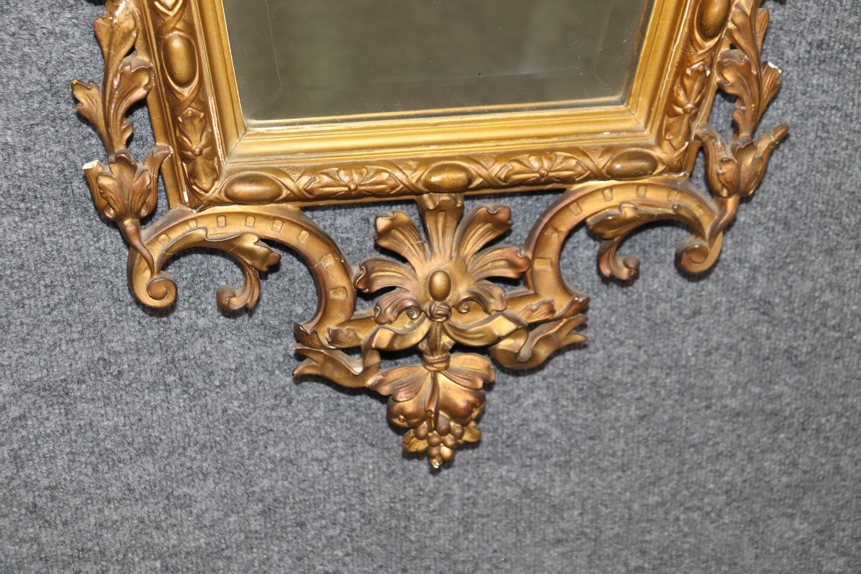 European Superb jenny Lind Carved Gilded Carved Walnut Victorian Era Mirror