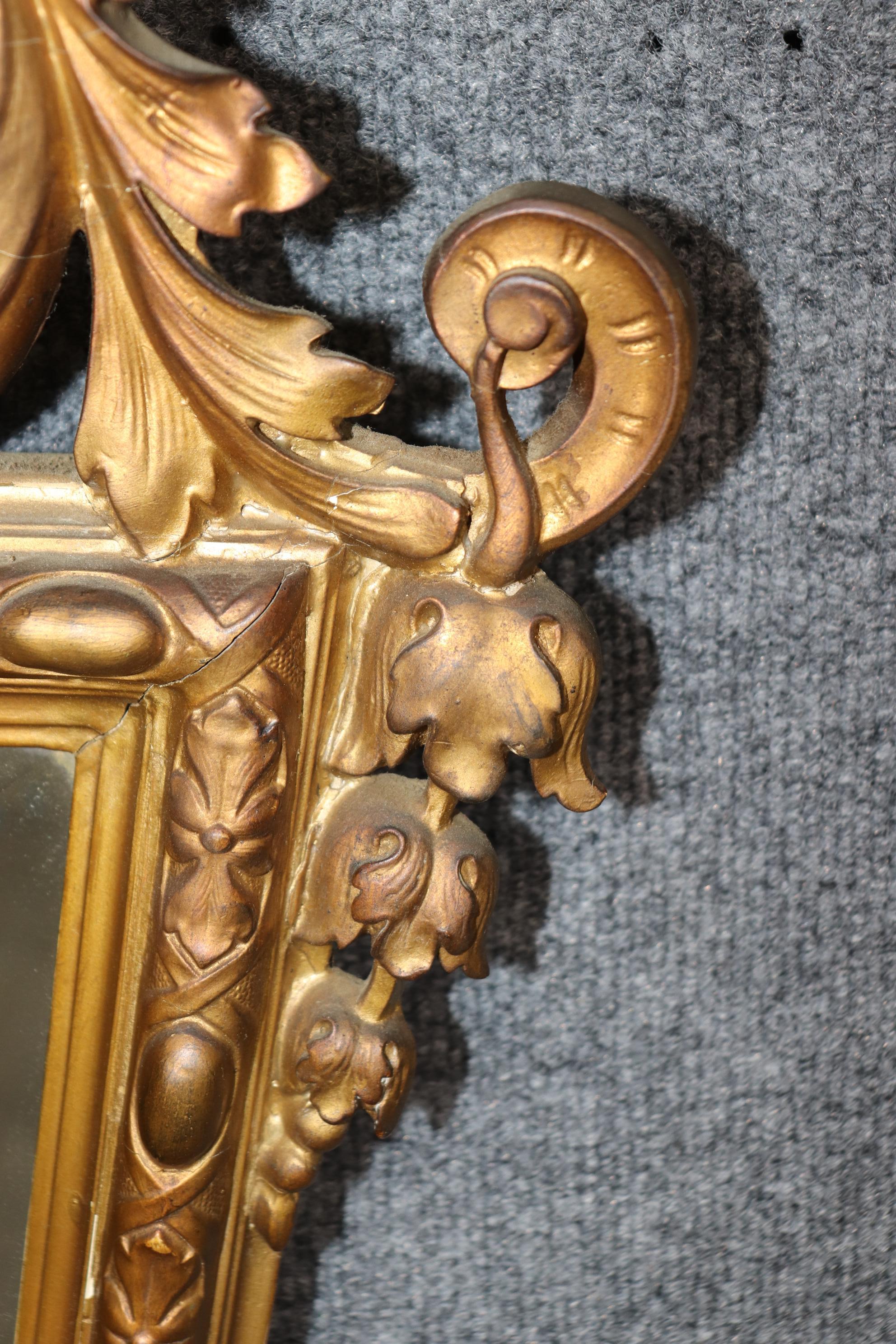 Superb jenny Lind Carved Gilded Carved Walnut Victorian Era Mirror 2