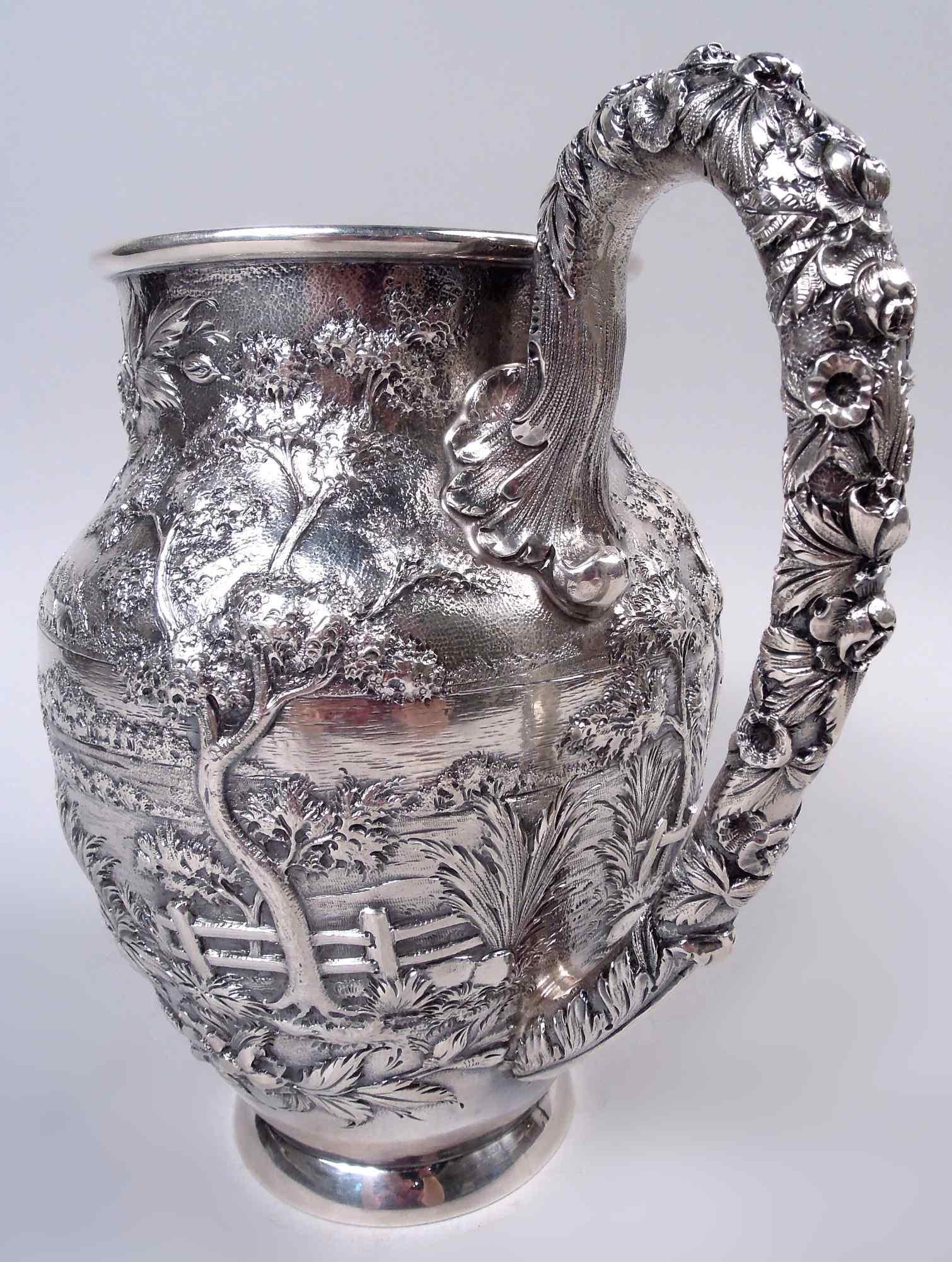Hervorragende Kirk Baltimore malerischen Wasserkrug mit Pferd & Hound (Sterlingsilber) im Angebot