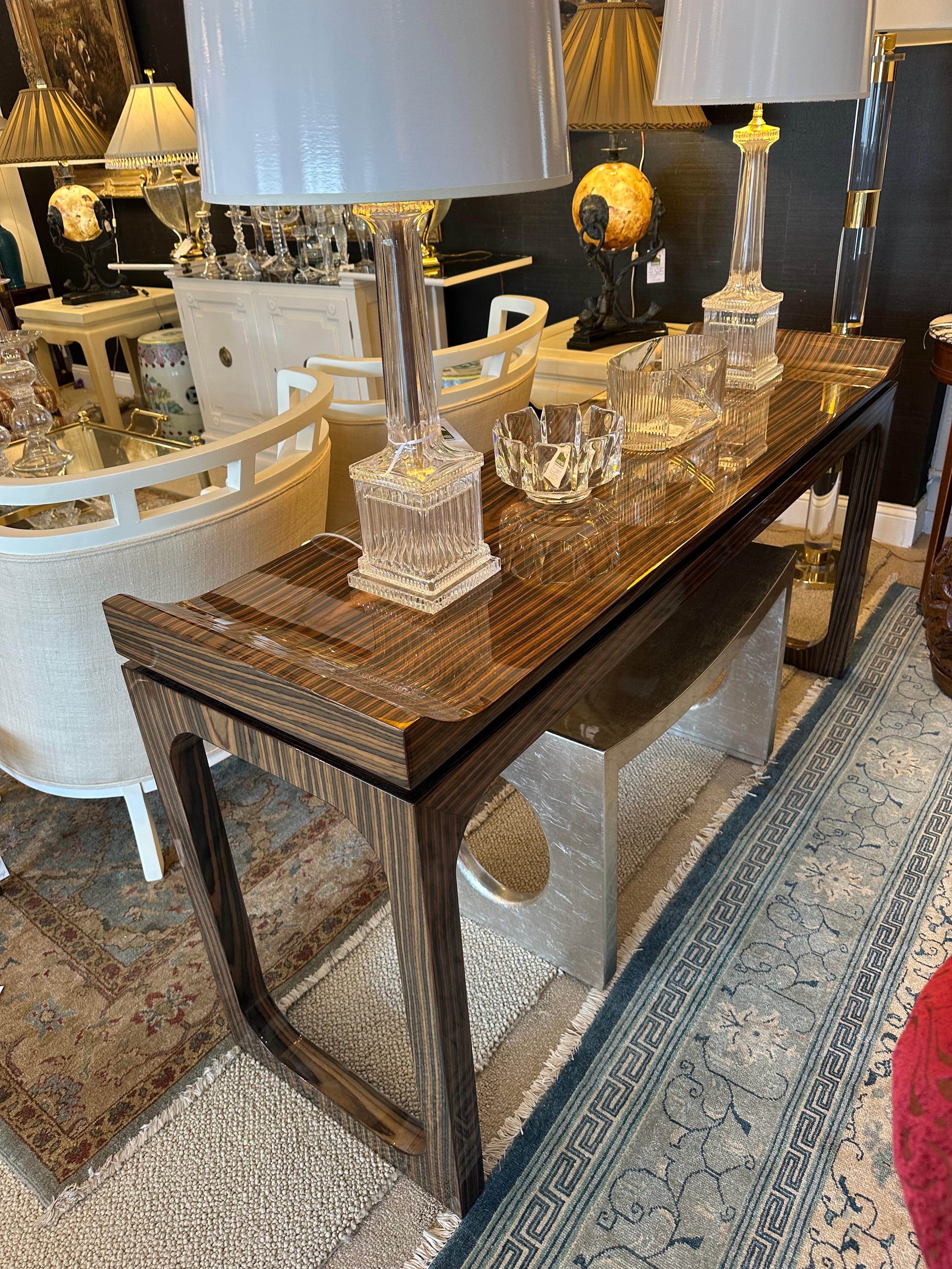 Superb Laquered Macassar Veneer Console Table For Sale 4