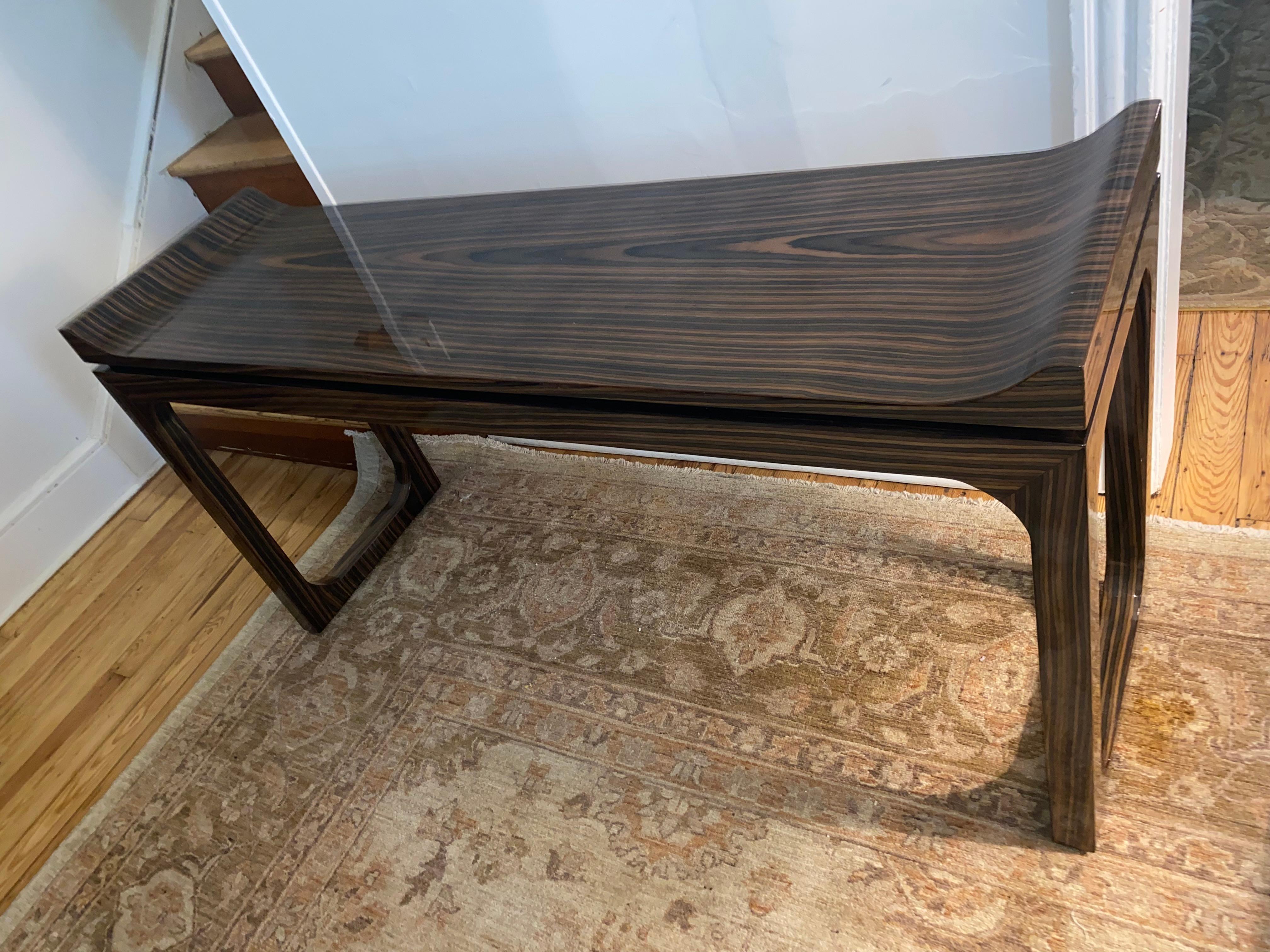 Art Deco Superb Laquered Macassar Veneer Console Table For Sale