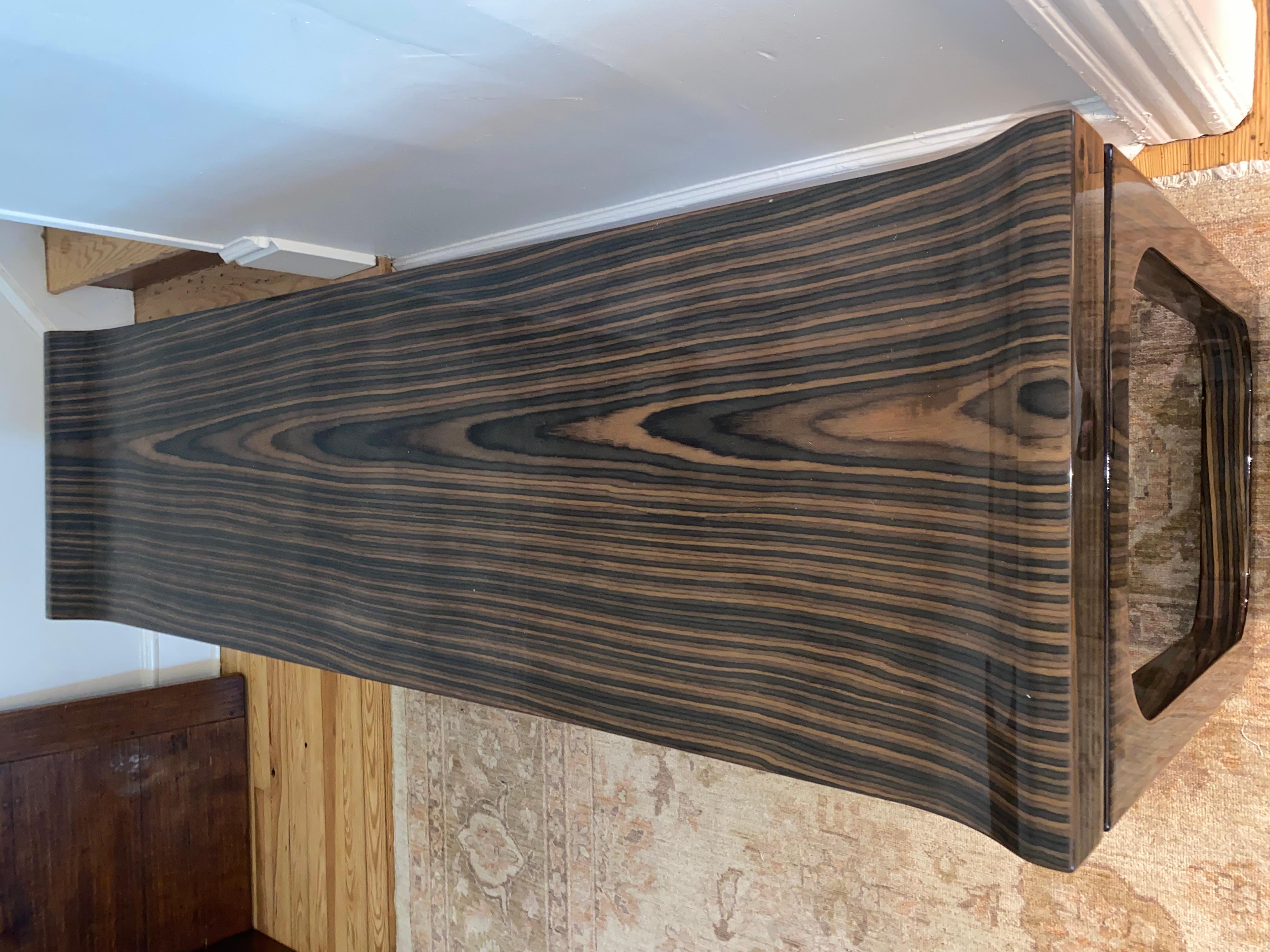 Lacquered Superb Laquered Macassar Veneer Console Table For Sale