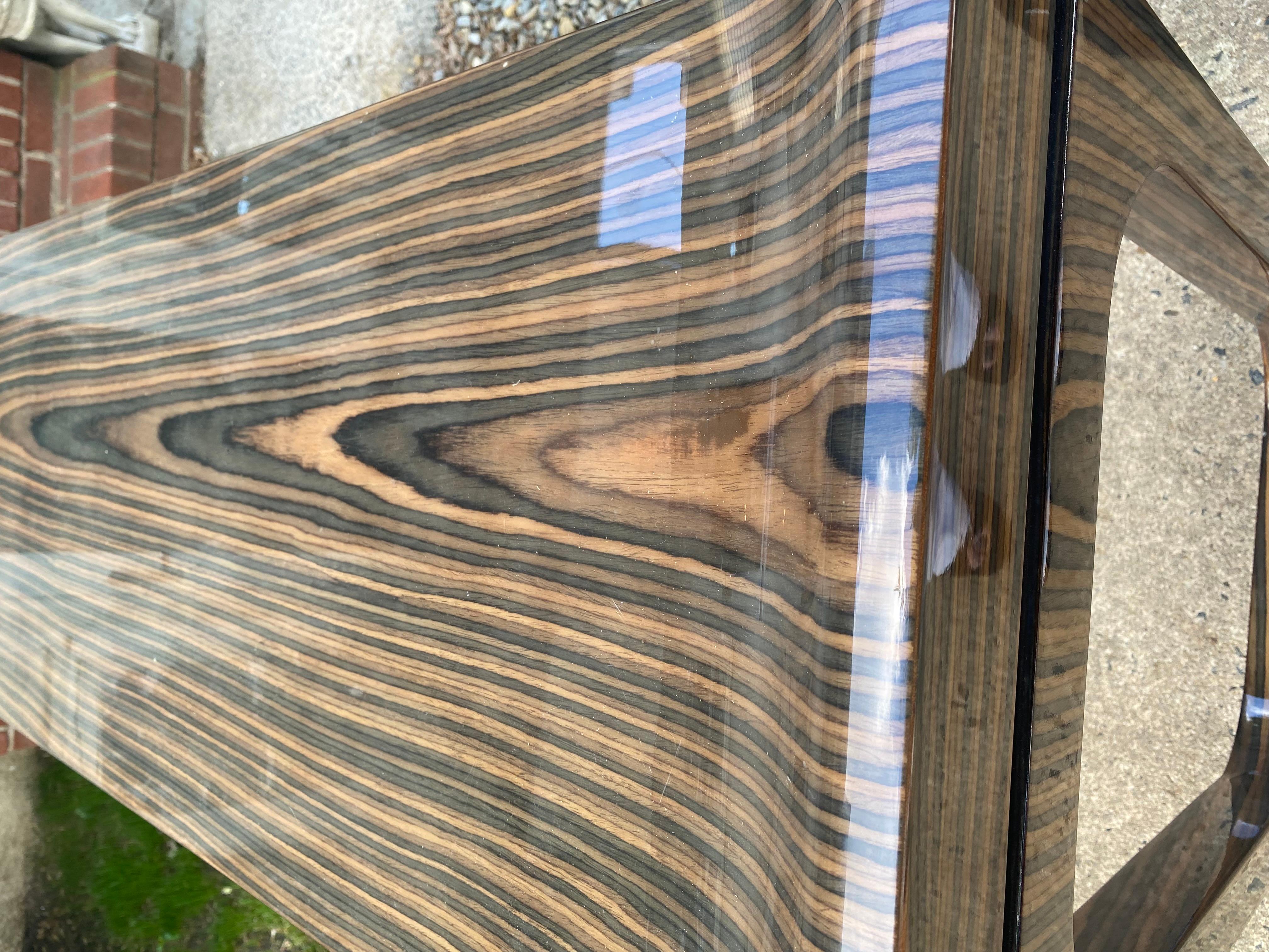 Late 20th Century Superb Laquered Macassar Veneer Console Table For Sale