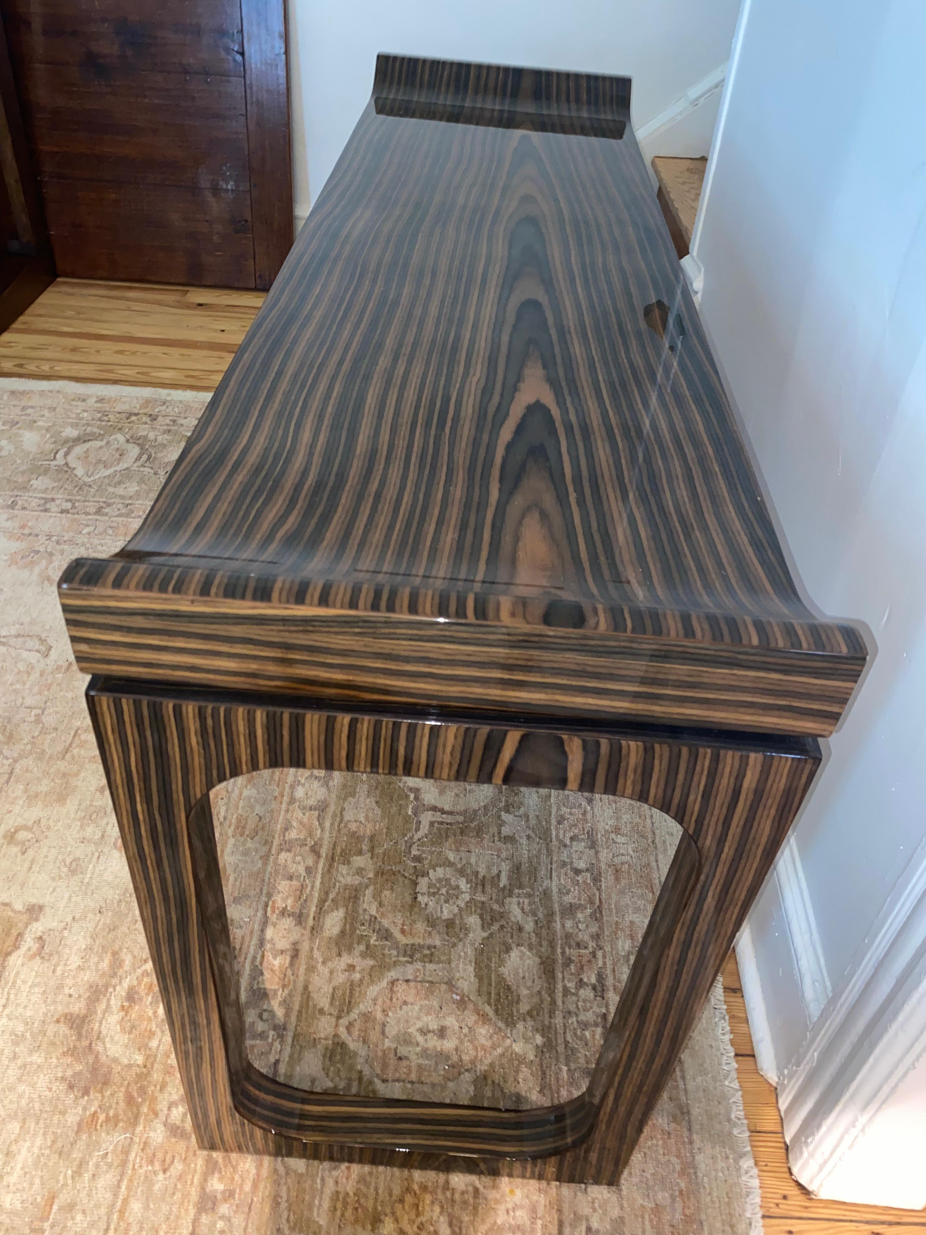 Superb Laquered Macassar Veneer Console Table For Sale 1
