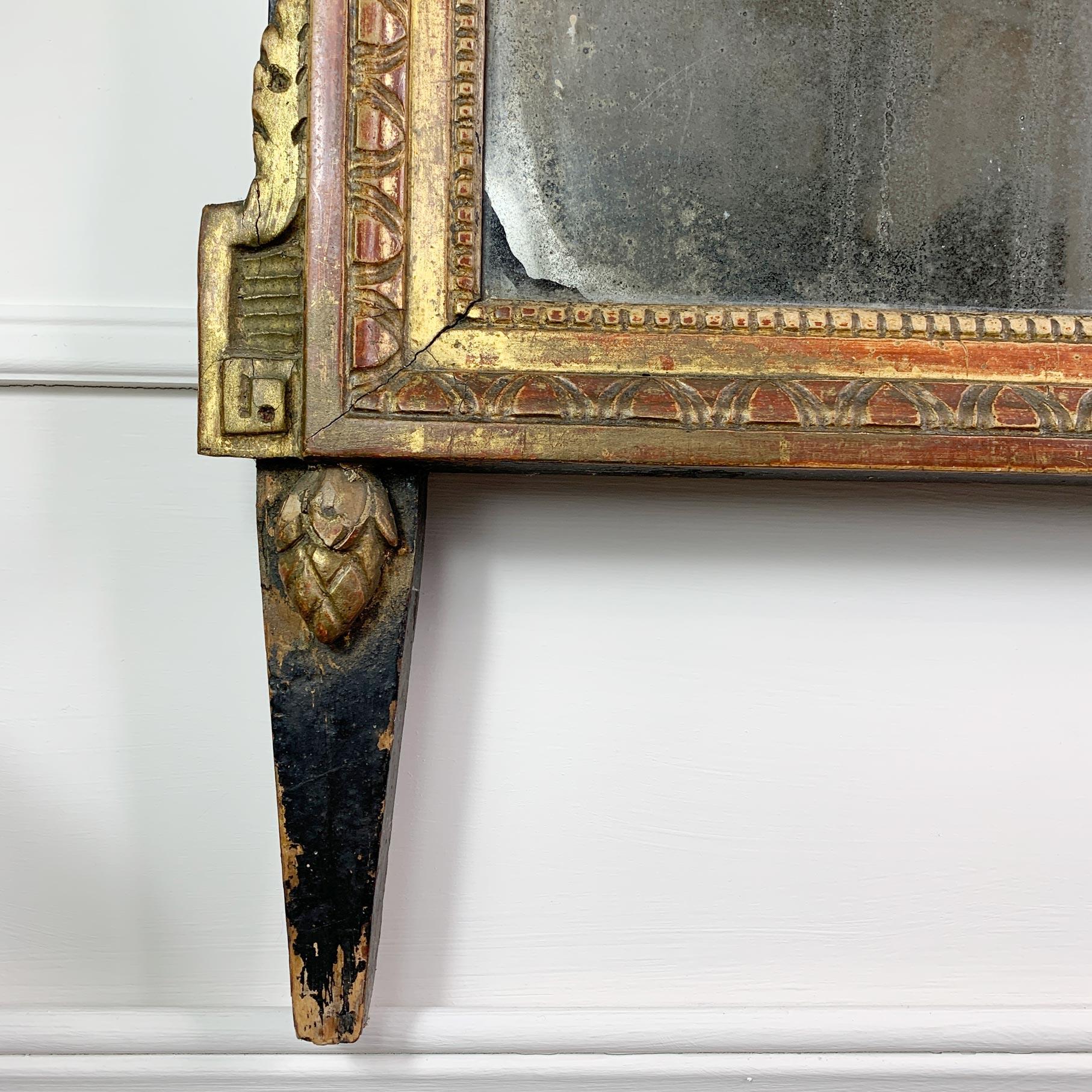 Superbe miroir Louis XVI du 18ème siècle en bois doré en vente 2