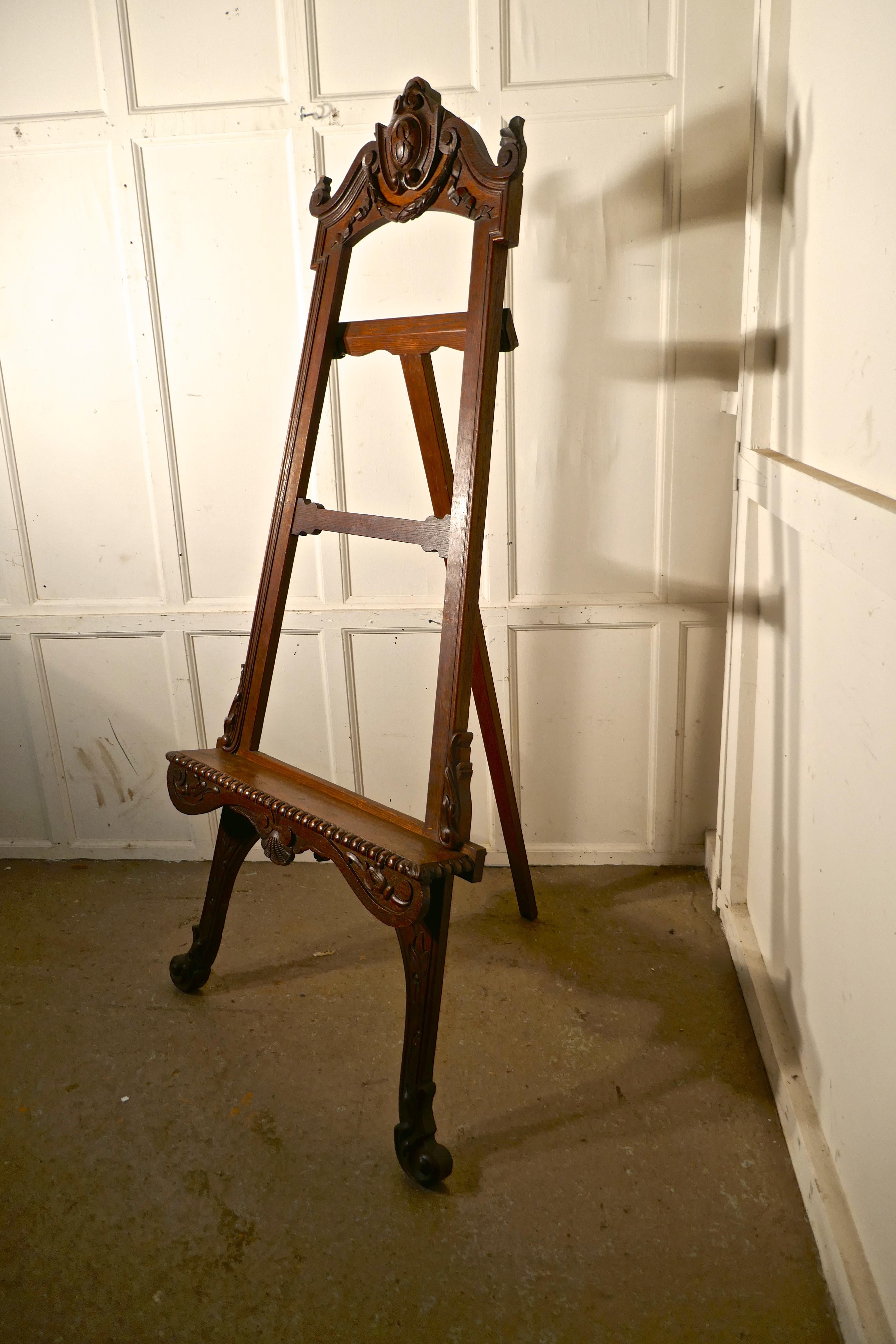 Superb Large 19th Century Carved Oak Easel In Good Condition In Chillerton, Isle of Wight