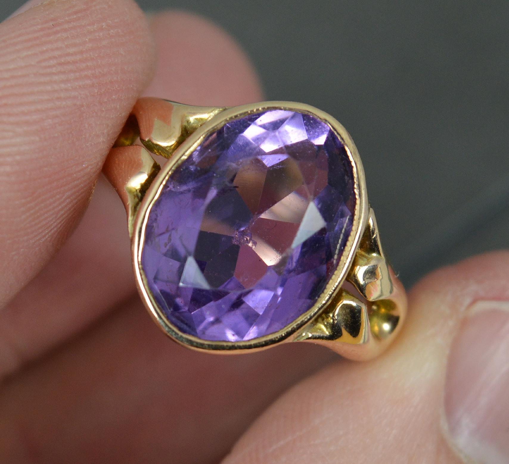 Superb Large Amethyst and 14 Carat Gold Solitaire Statement Ring For Sale 3