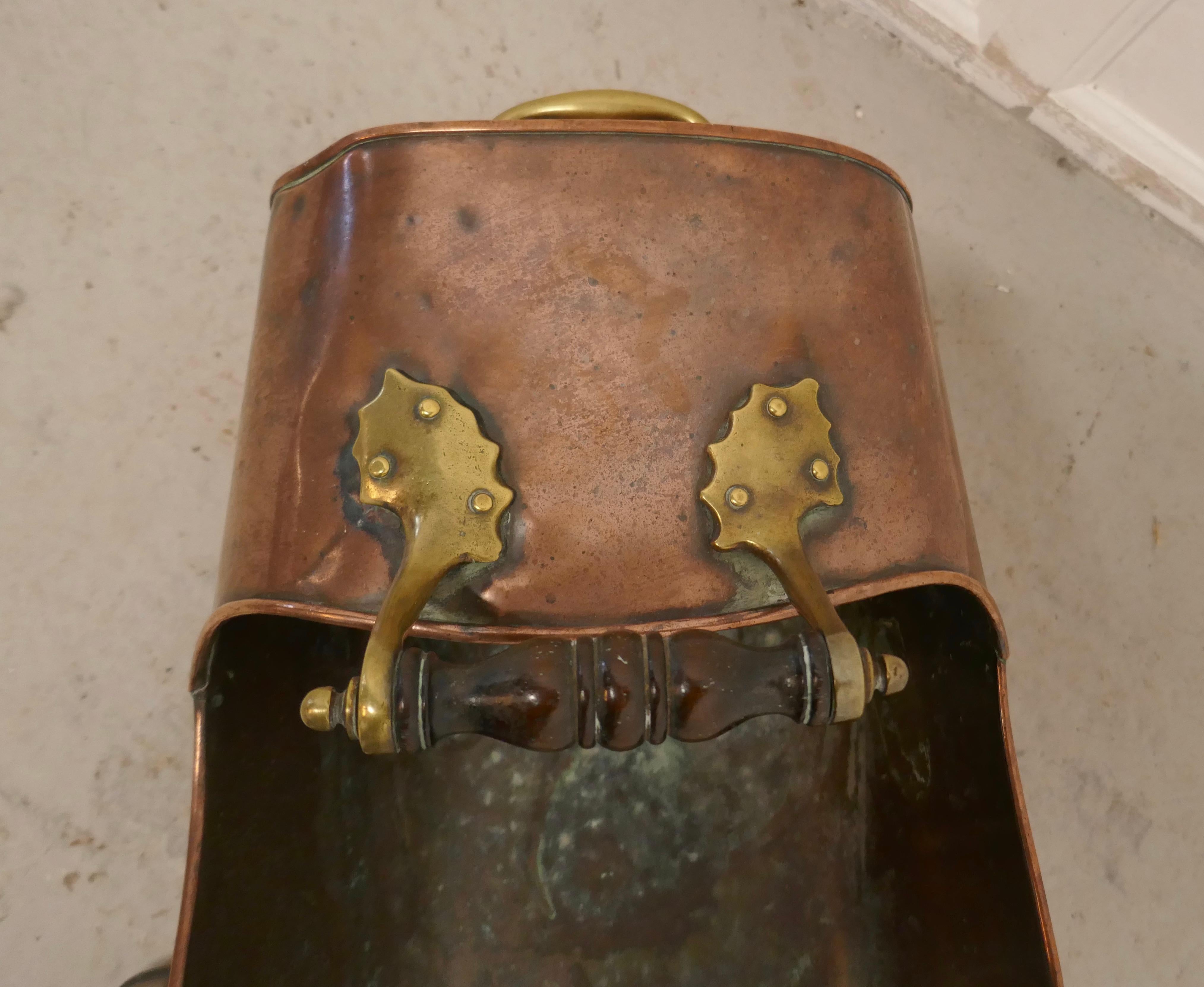 19th Century Superb Large Arts & Crafts Copper Helmet Coal Scuttle For Sale