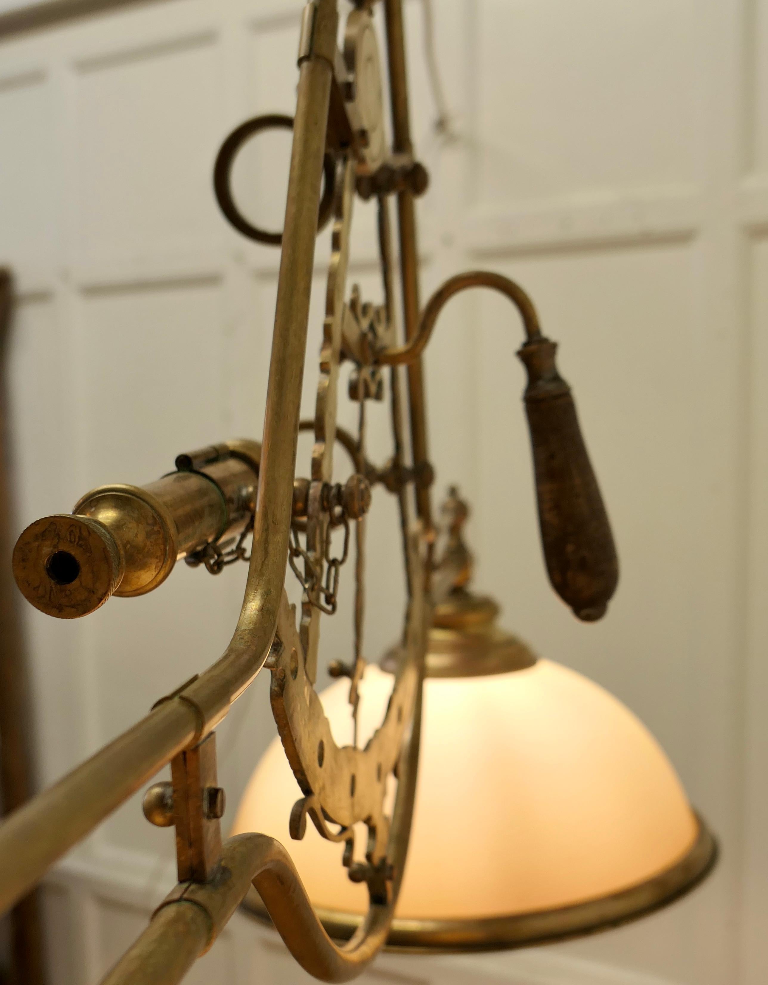 Superb Large Brass Sextant Ceiling Light from the Captains Cabin For Sale 4