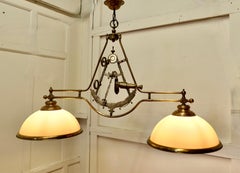Superb Large Brass Sextant Ceiling Light from the Captains Cabin