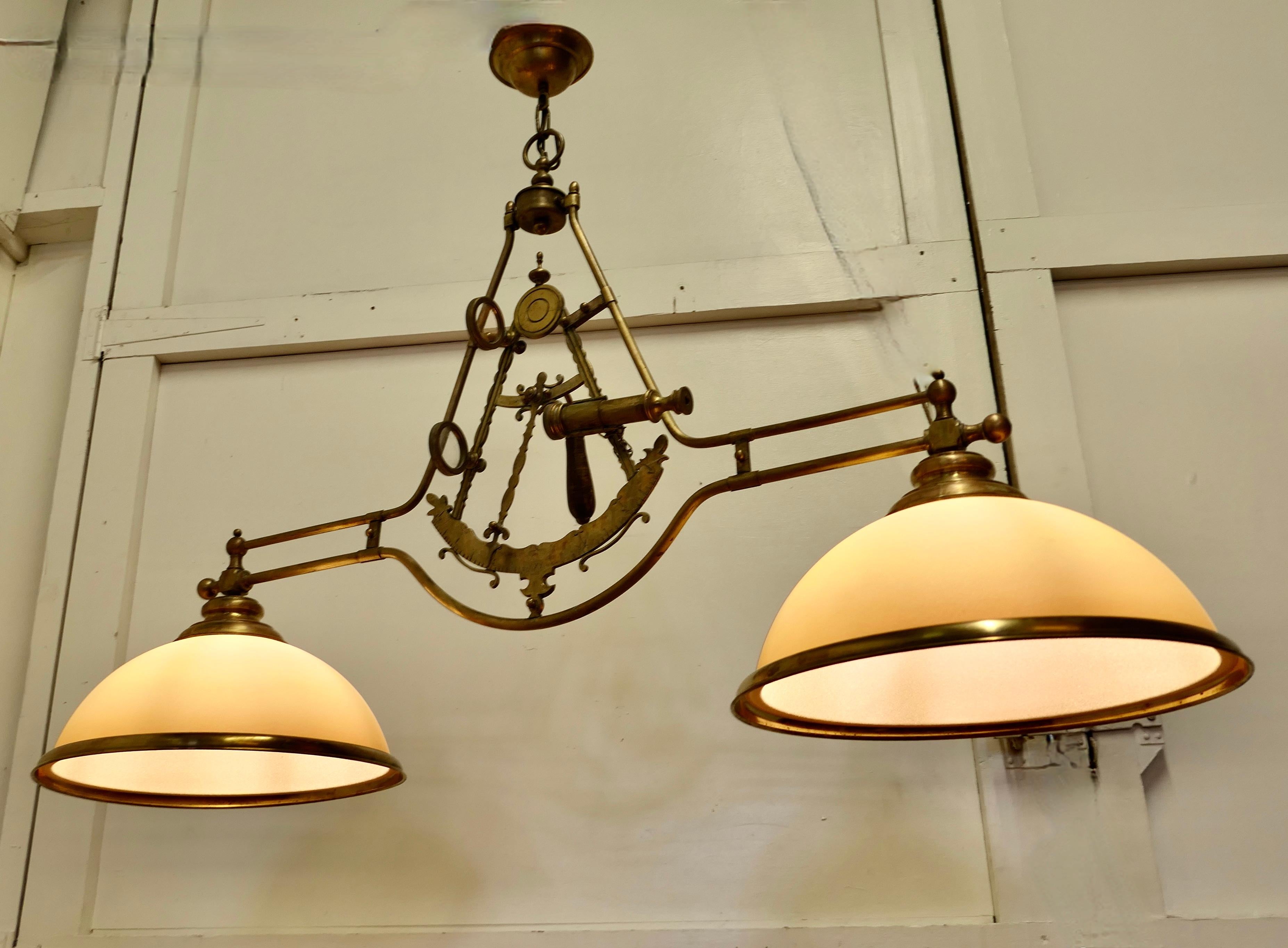 Superb Large Brass Sextant Ceiling Light from the Captains Cabin In Good Condition For Sale In Chillerton, Isle of Wight
