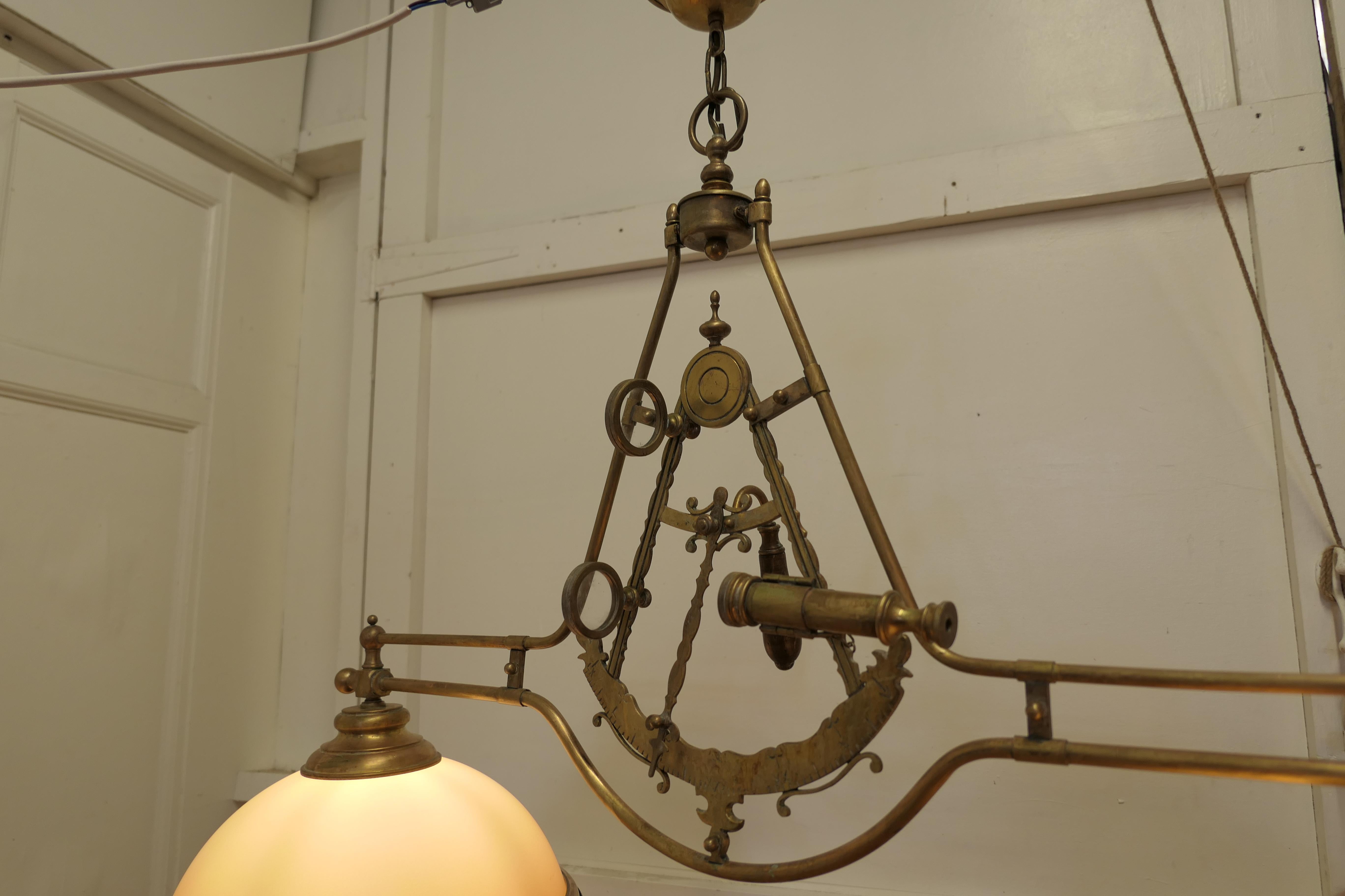 20th Century Superb Large Brass Sextant Ceiling Light from the Captains Cabin For Sale