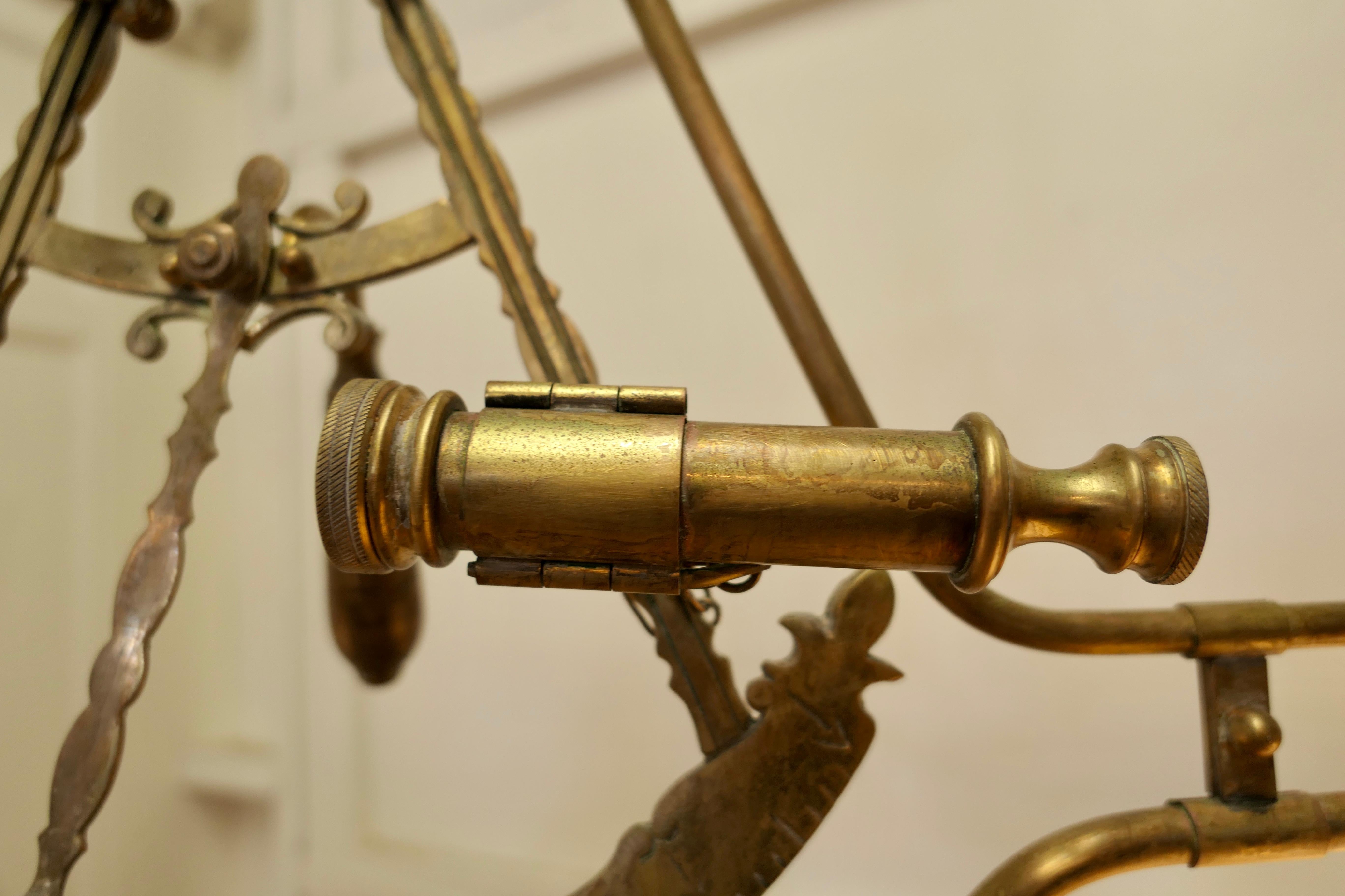 Superb Large Brass Sextant Ceiling Light from the Captains Cabin For Sale 3