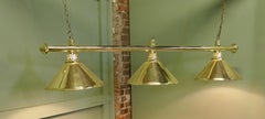 Superb Large Brass Triple Dining Table Light, Snooker Style