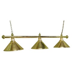Superb Large Brass Triple Dining Table Light, Snooker Style