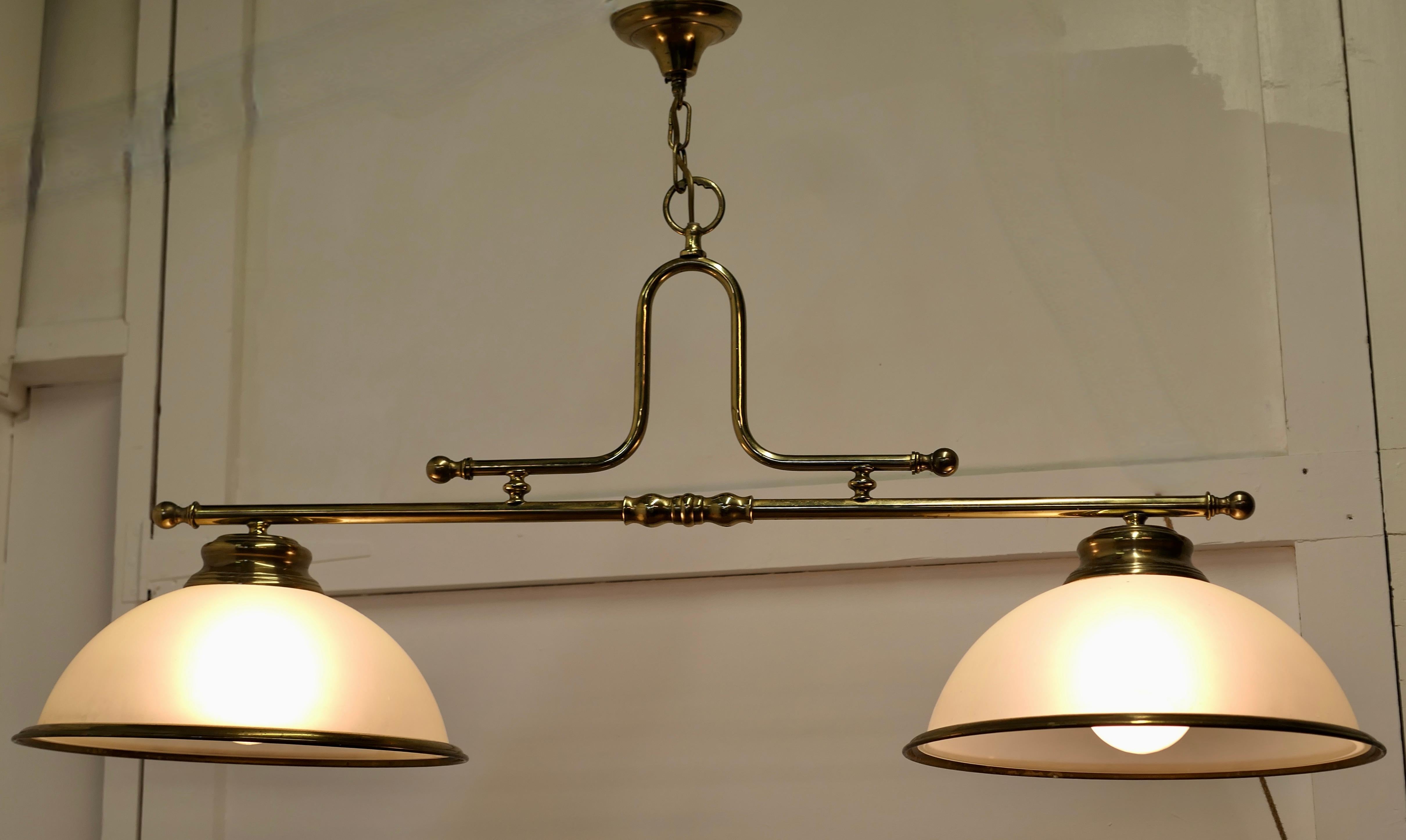 Art Deco Superb Large Brass Twin Ceiling Light, a Very Good Quality Lamp It